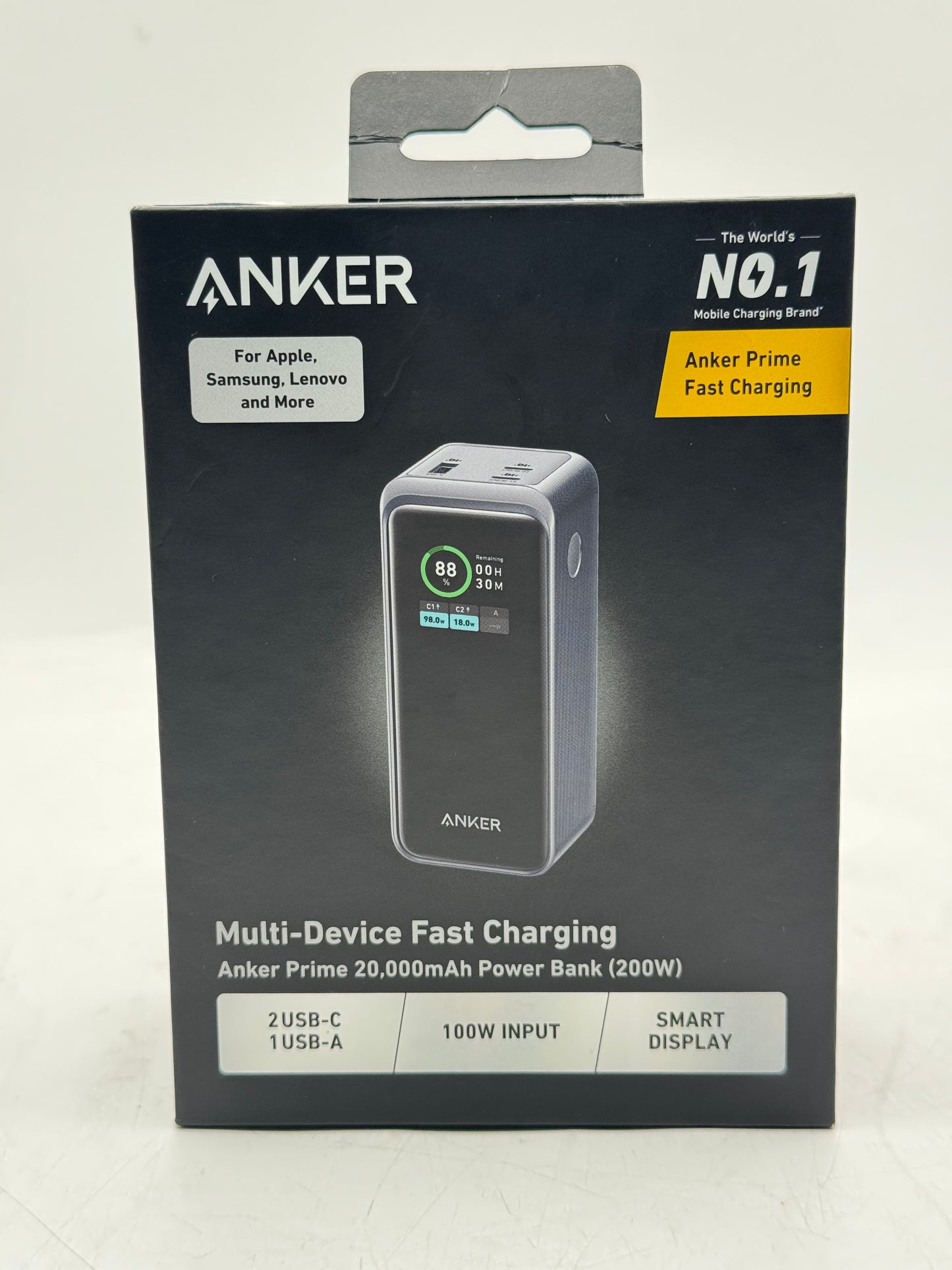 Anker Prime Power Bank 20000mAh 200W USB-C Portable Charger 3-Ports Battery Pack