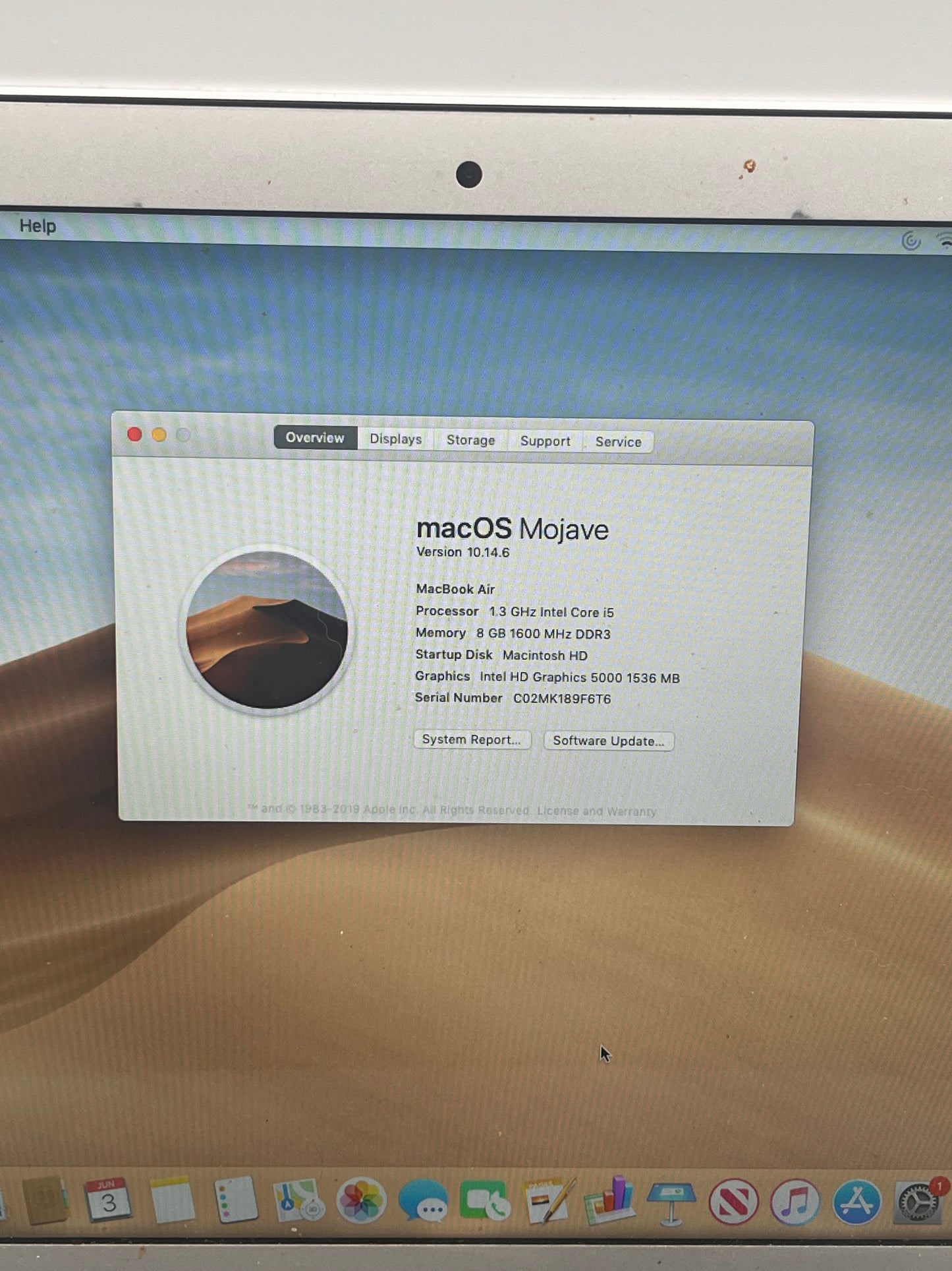 2013 Apple MacBook Air 11" i5 1.3GHz 8GB RAM 256GB SSD Silver A1465 Free Shipping