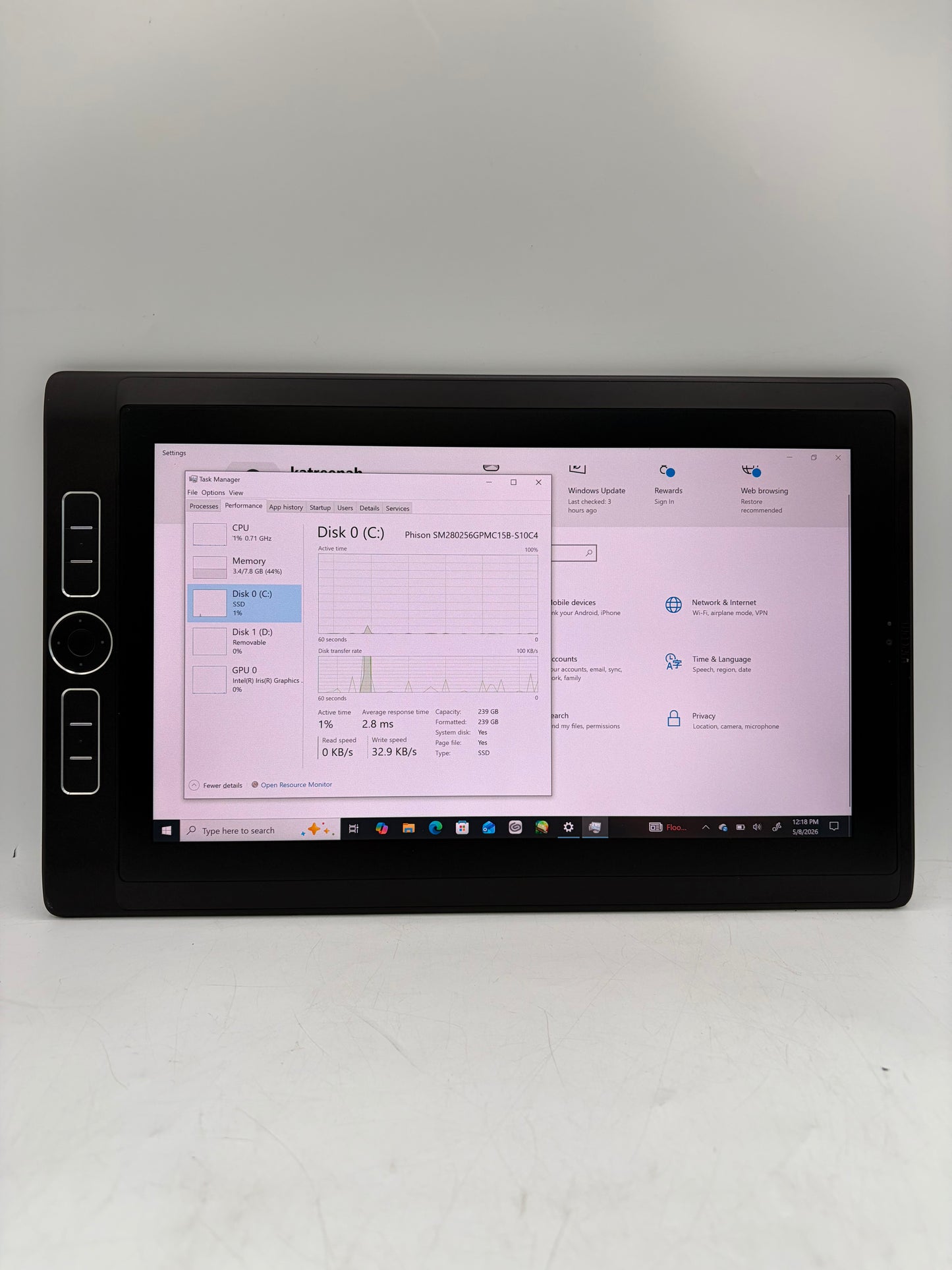 Wacom MobileStudio Pro 13 DTH-W1320 Graphics Tablet Computer i7-6567U 8GB 256GB