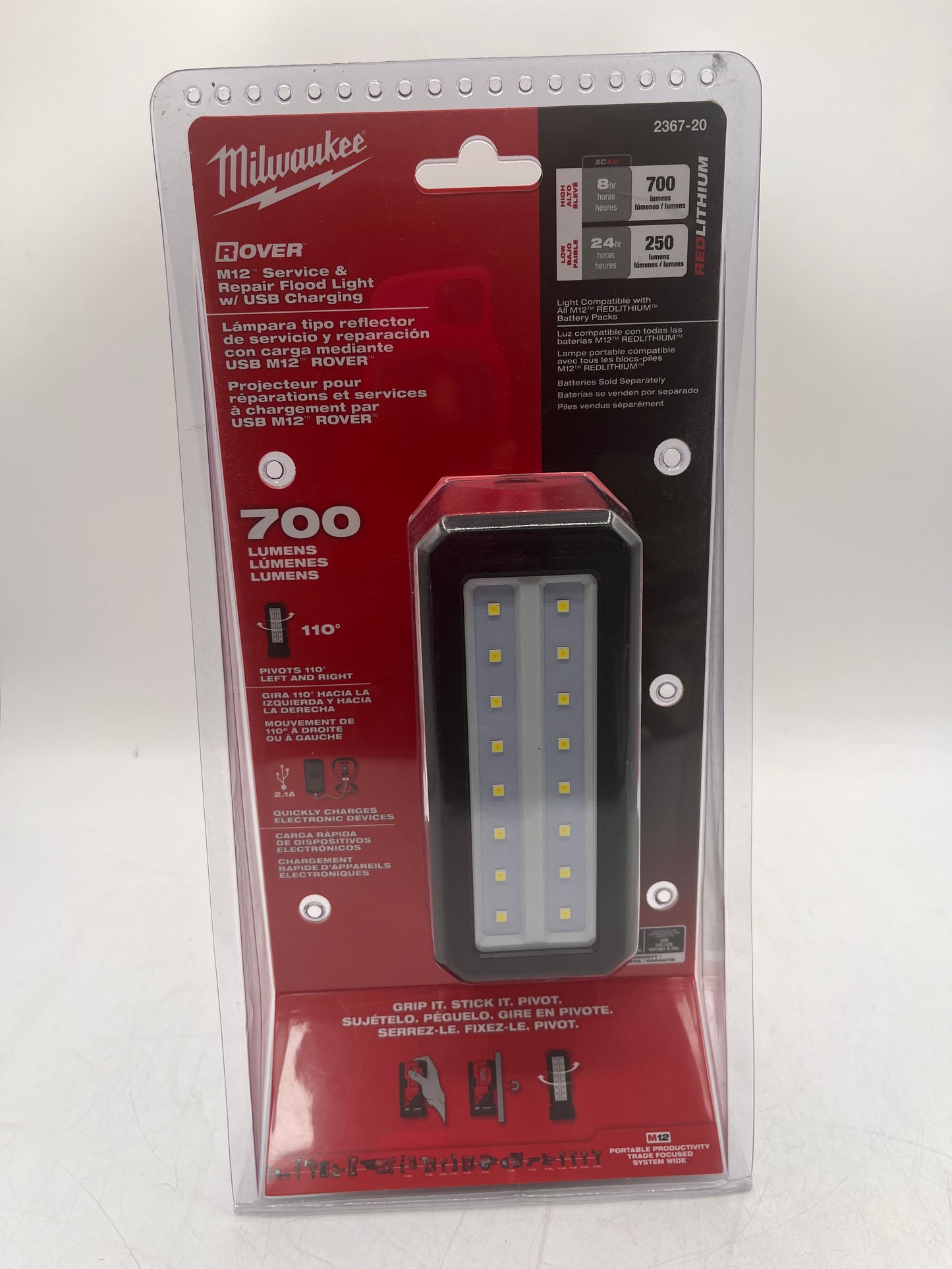 Milwaukee M12 Rover Flood Light Red 2367-20