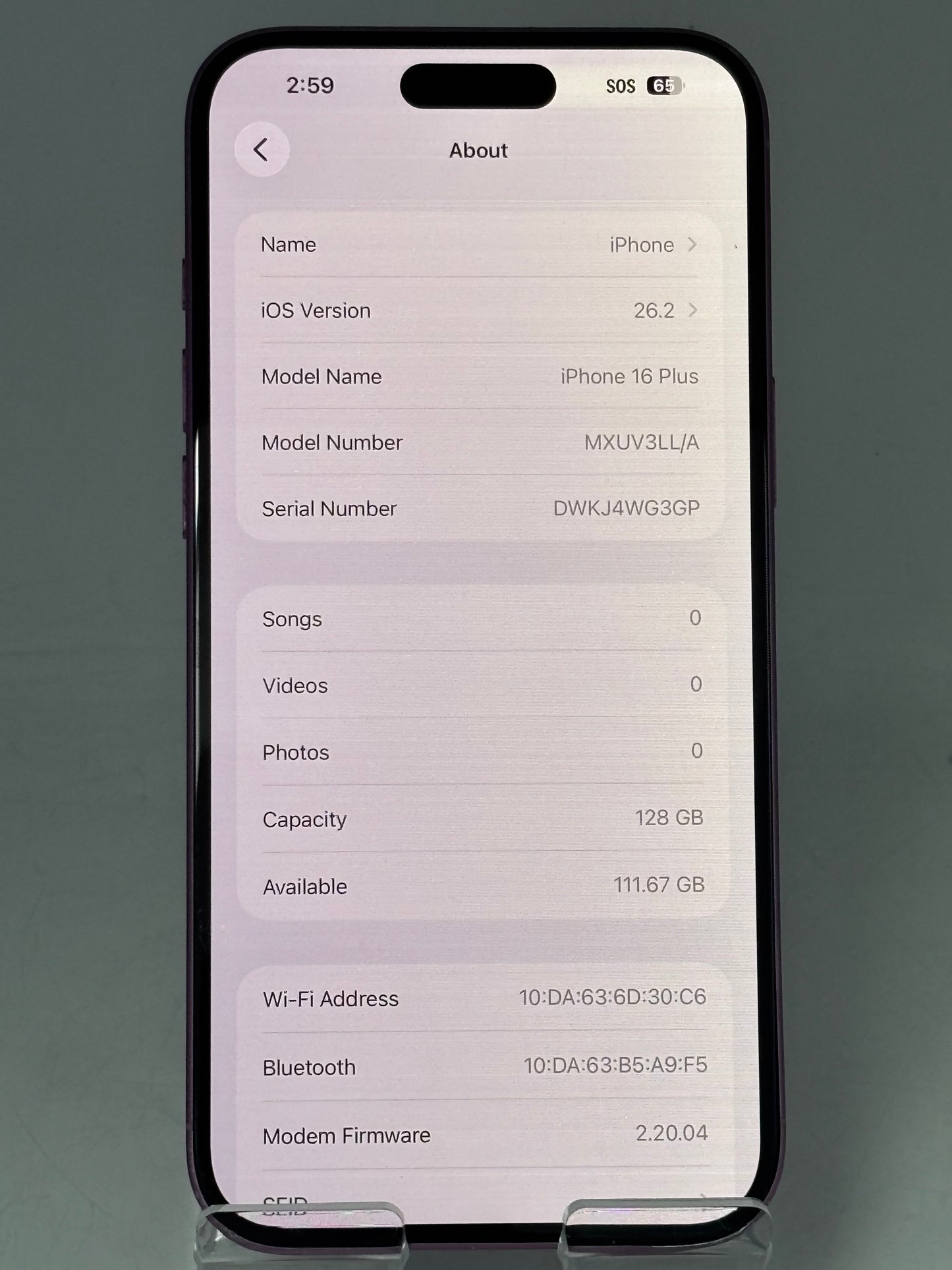 Unlocked Apple iPhone 16 Plus MXUV3LL/A A3082 128GB Broken Pink