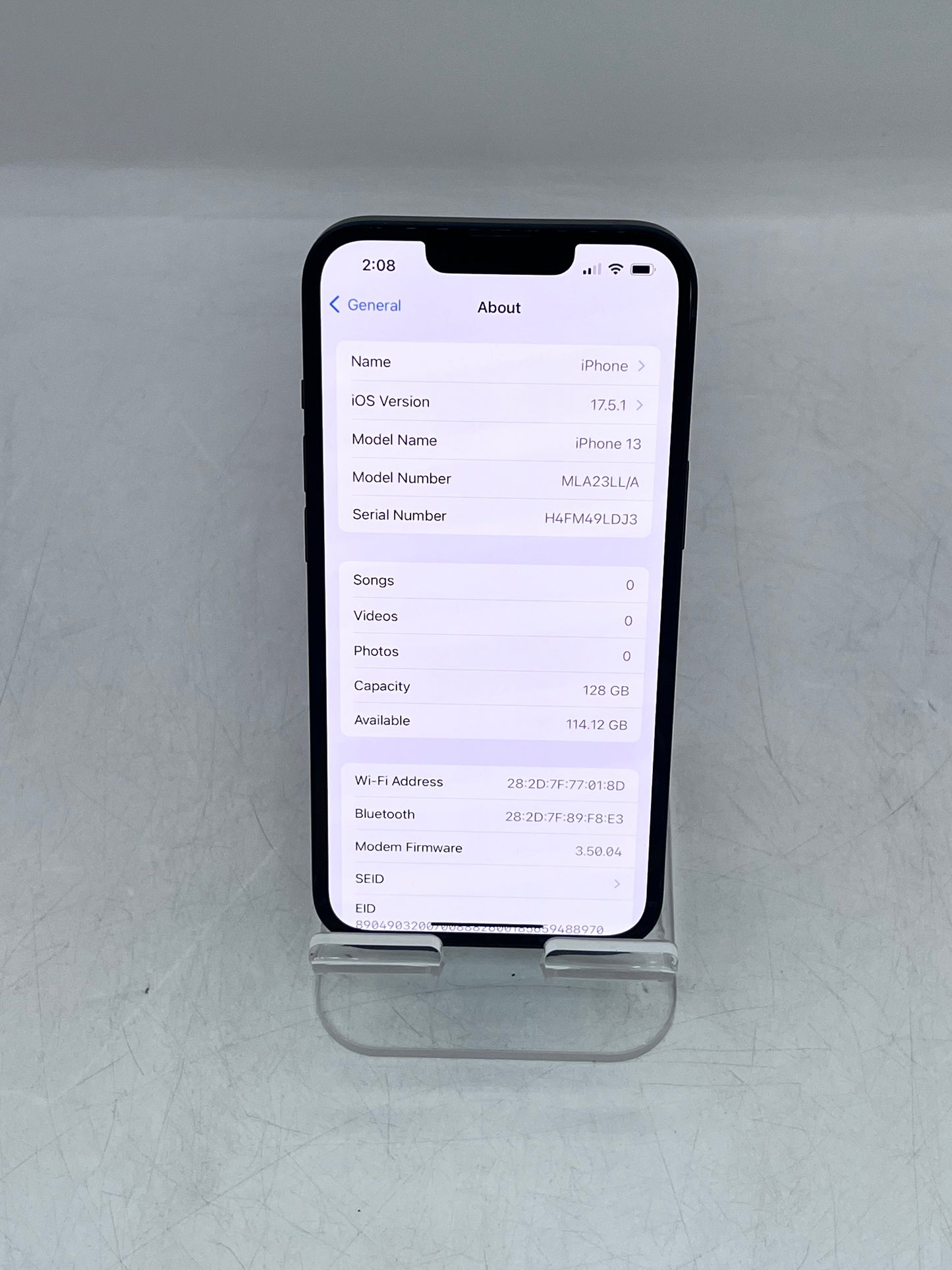 Apple iPhone 13 A15 Bionic MLA23LL/A A2482 128GB Unlocked - Black