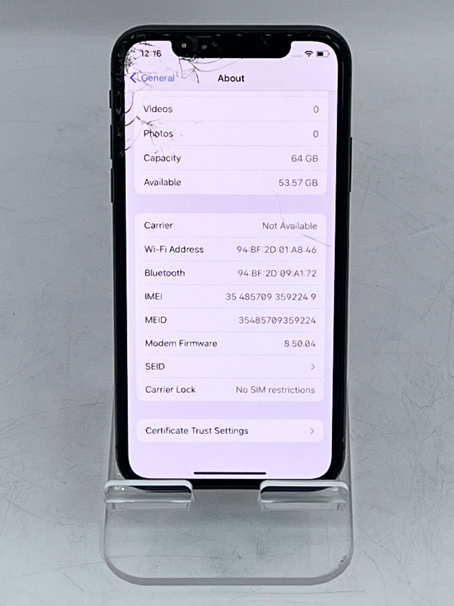iPhone X Unlocked 64gb Cracked Screen Space Gray