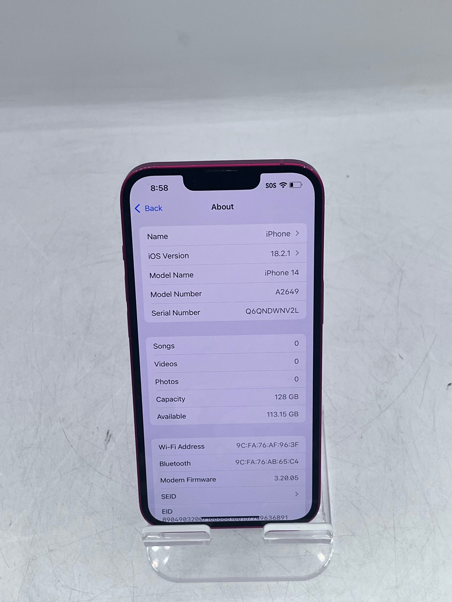Unlocked Apple iPhone 14 128GB 6 GB A2649 NPV73LL/A  BH 100% READ
