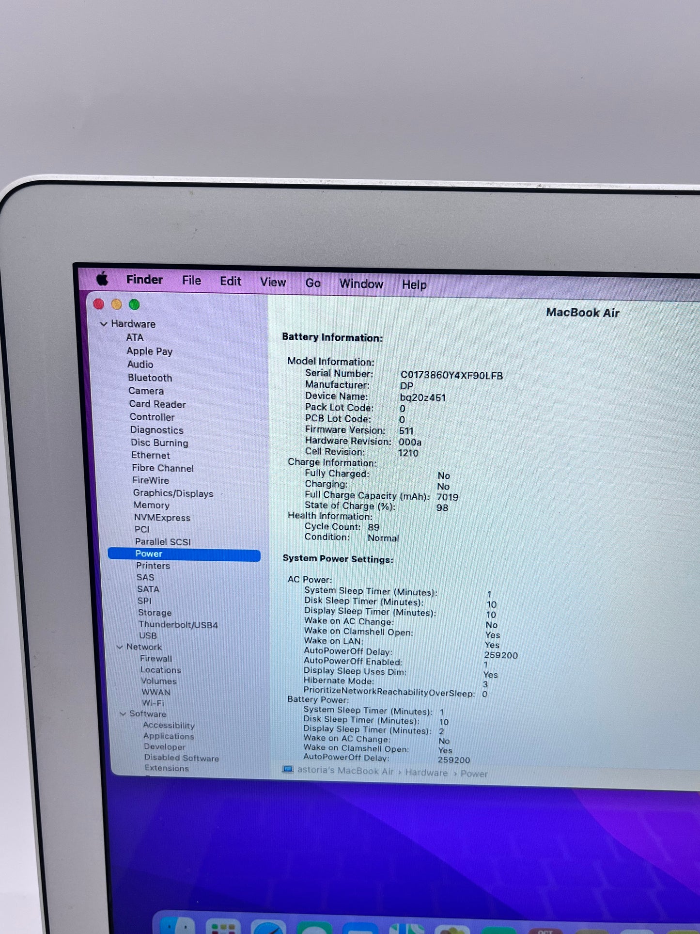 Apple Macbook Air 13" A1466 2017 256GB Core i5 Silver