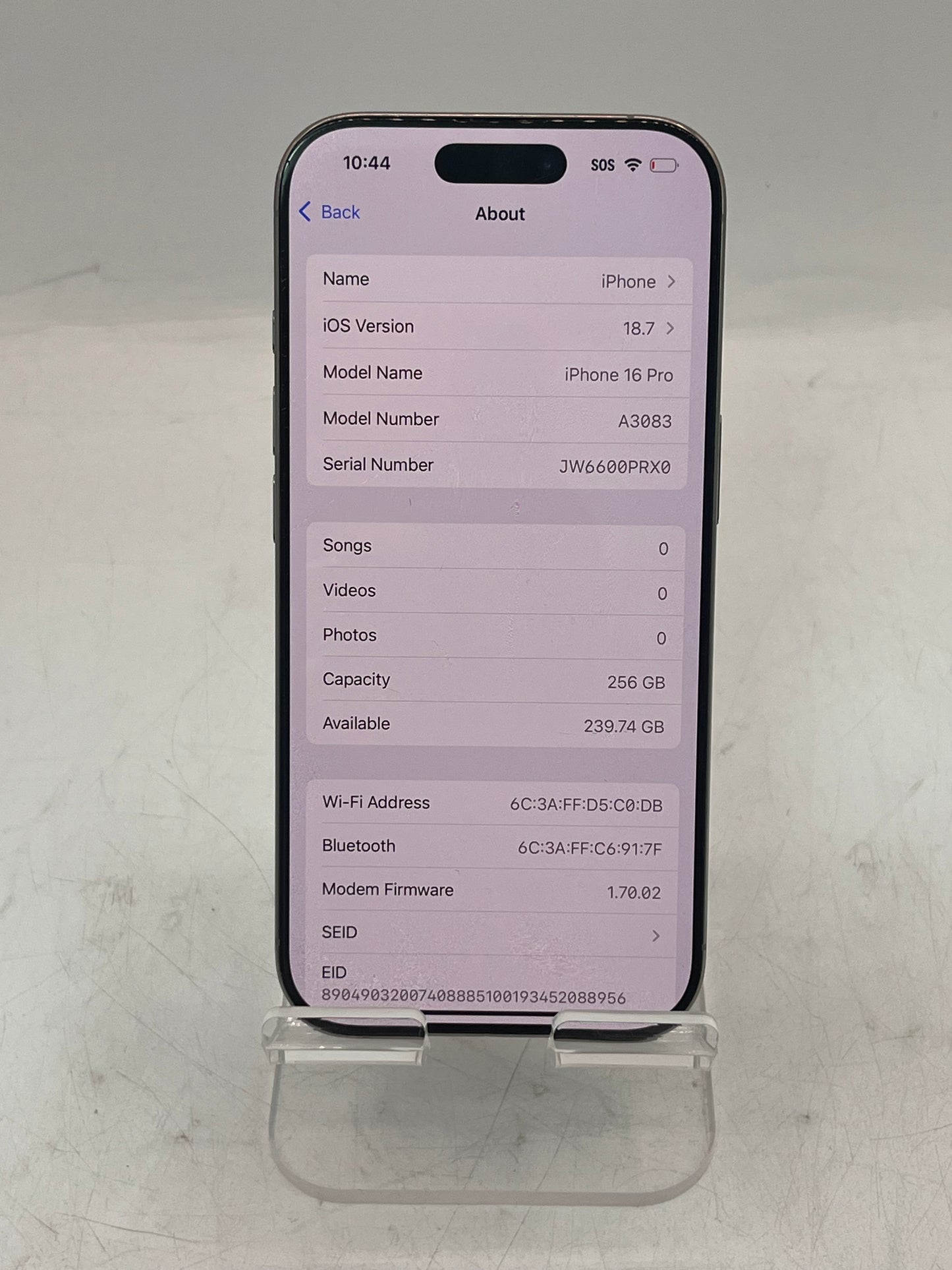 T-Mobile Apple iPhone 16 Pro MYMK3LL/A A3083 256GB -Silver