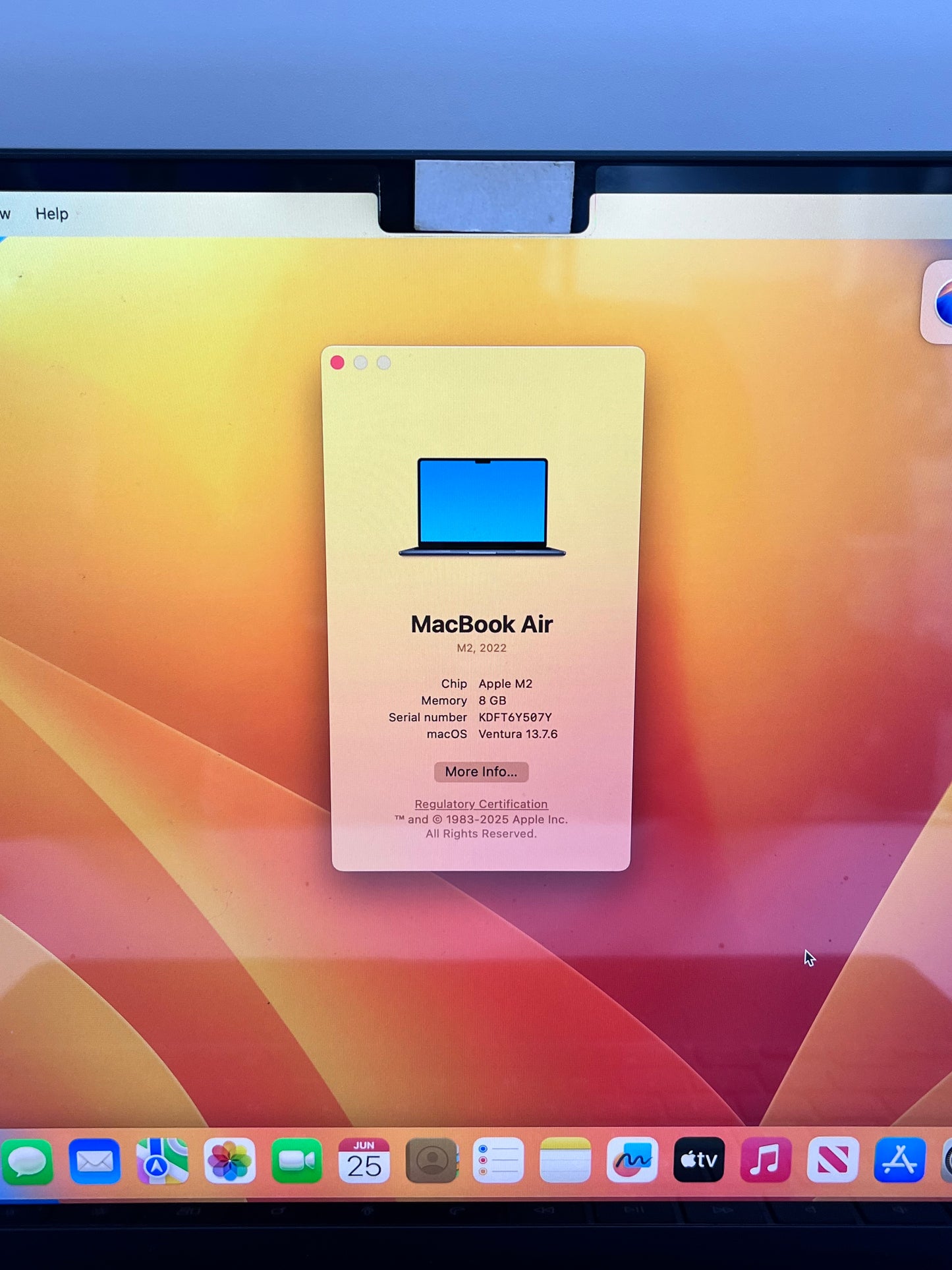 2022 Apple MacBook Air 13.6" M2 8 GB RAM 512 GB SSD Blue 10 Cycle Count