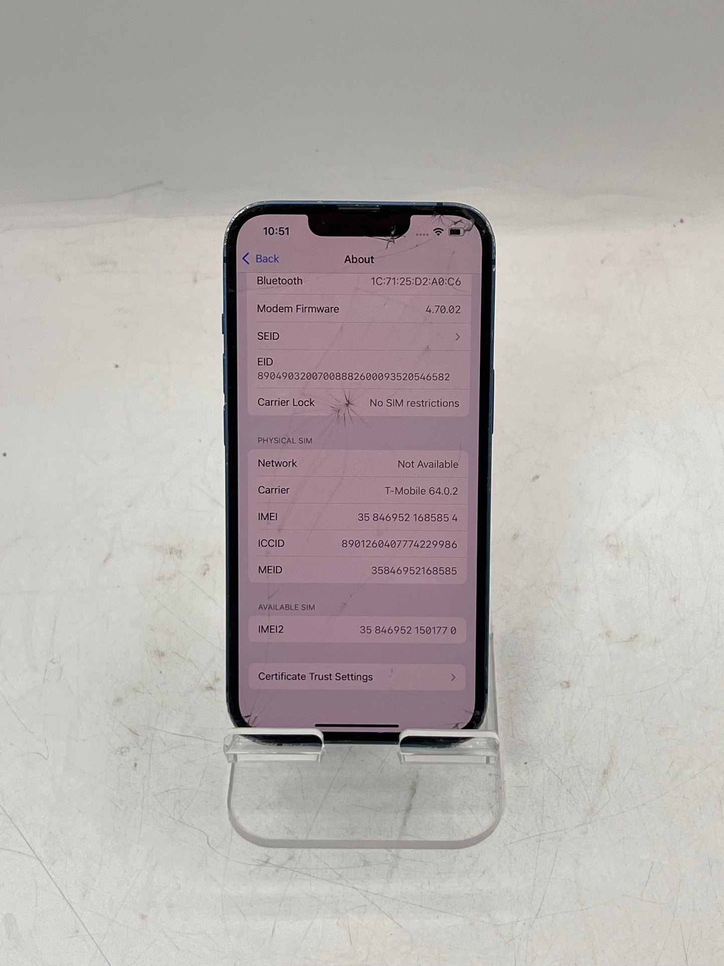 Unlocked Apple iPhone 13 MLCC3LL/A A2482 512GB Blue Back - For Parts