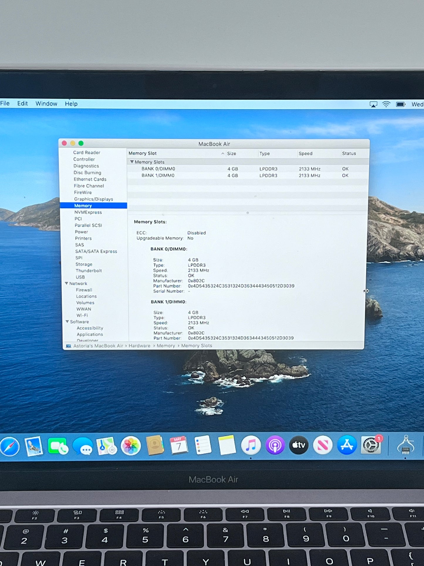 2019 Apple Macbook Air 13' i5 8GB 128GB A1932 MVFH2LL/A Space Gray READ