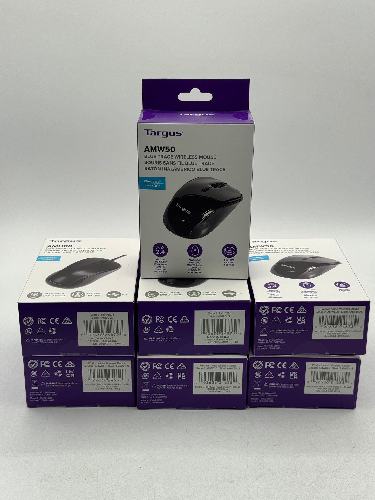 LOT of 7 Targus Blue Trace Wireless USB Mouse AMW50EU - Black  BRAND NEW SEALED