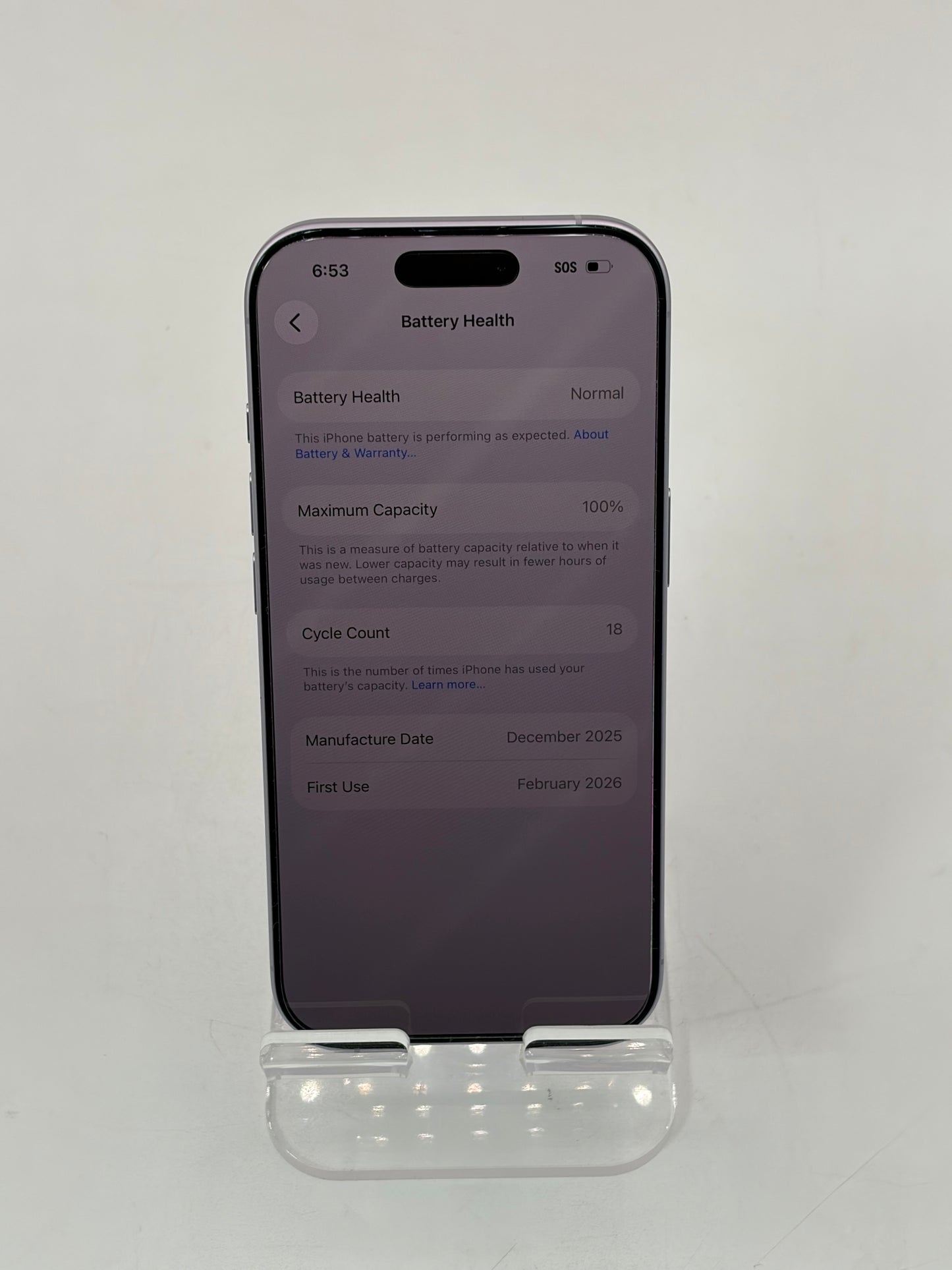 T-Mobile Only Apple iPhone 17 256GB A3258 MG494LL/A - Purple 100% Battery Health
