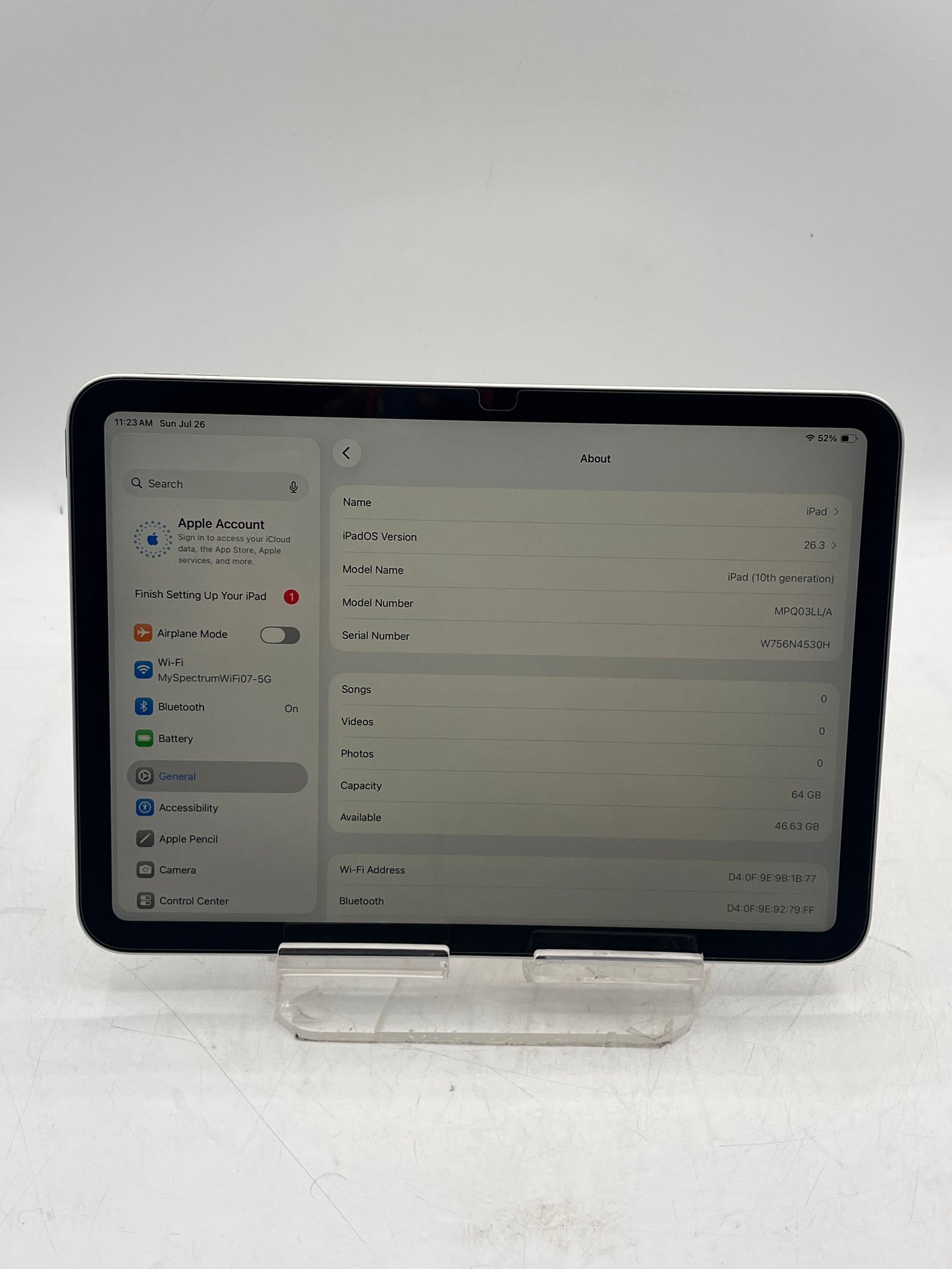 Apple iPad (10th Gen) A2696 MPQ03LL/A (2022) 64GB Wi‑Fi Only Tablet - Silver