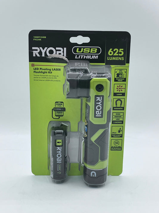 RYOBI USB Lithium Compact LED Flashlight FVL51K w/2 Ah Battery & Charging cable
