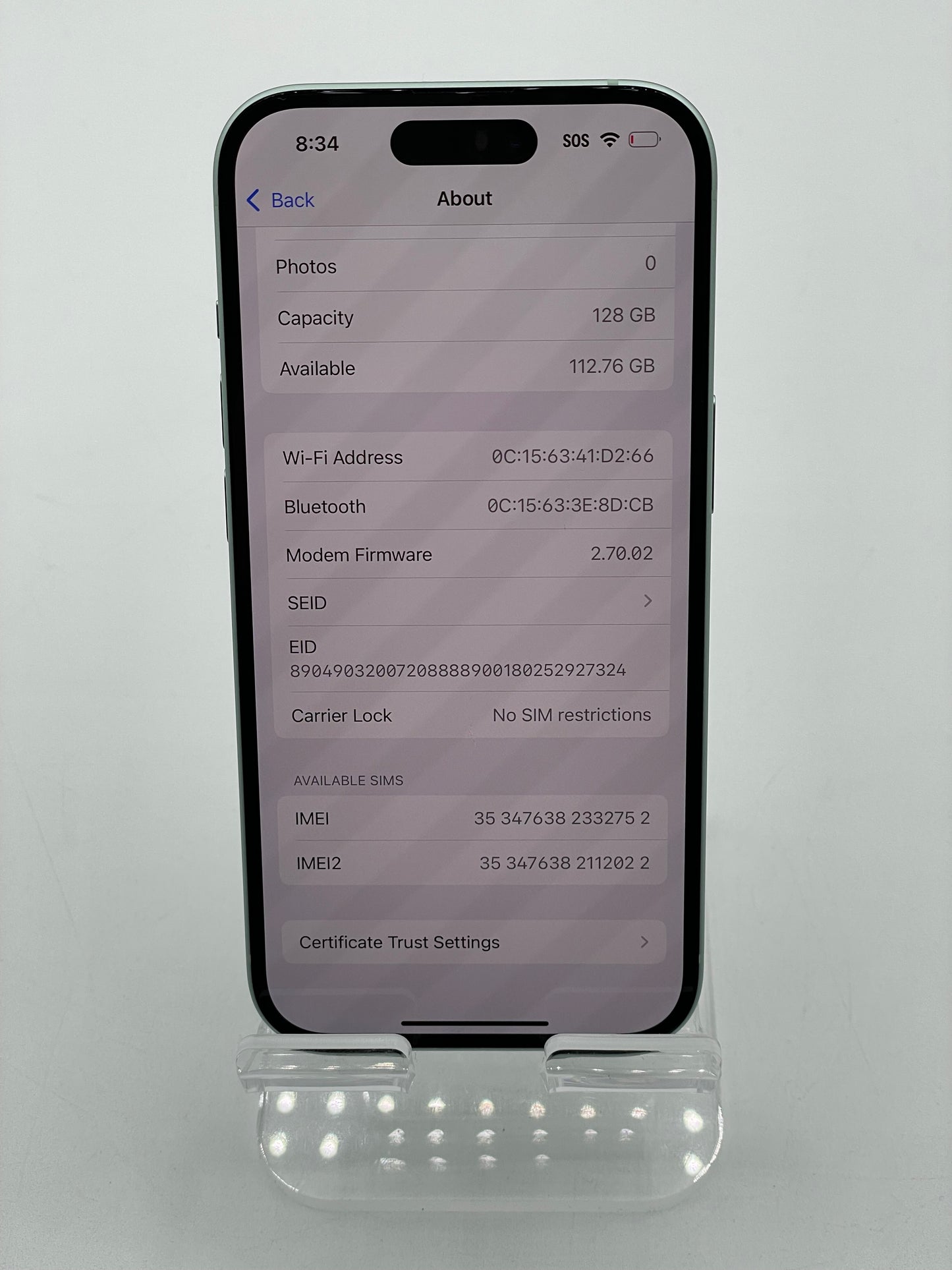 Unlocked Apple iPhone 15 128GB A2846 MTM23LL/A Green 99% BH
