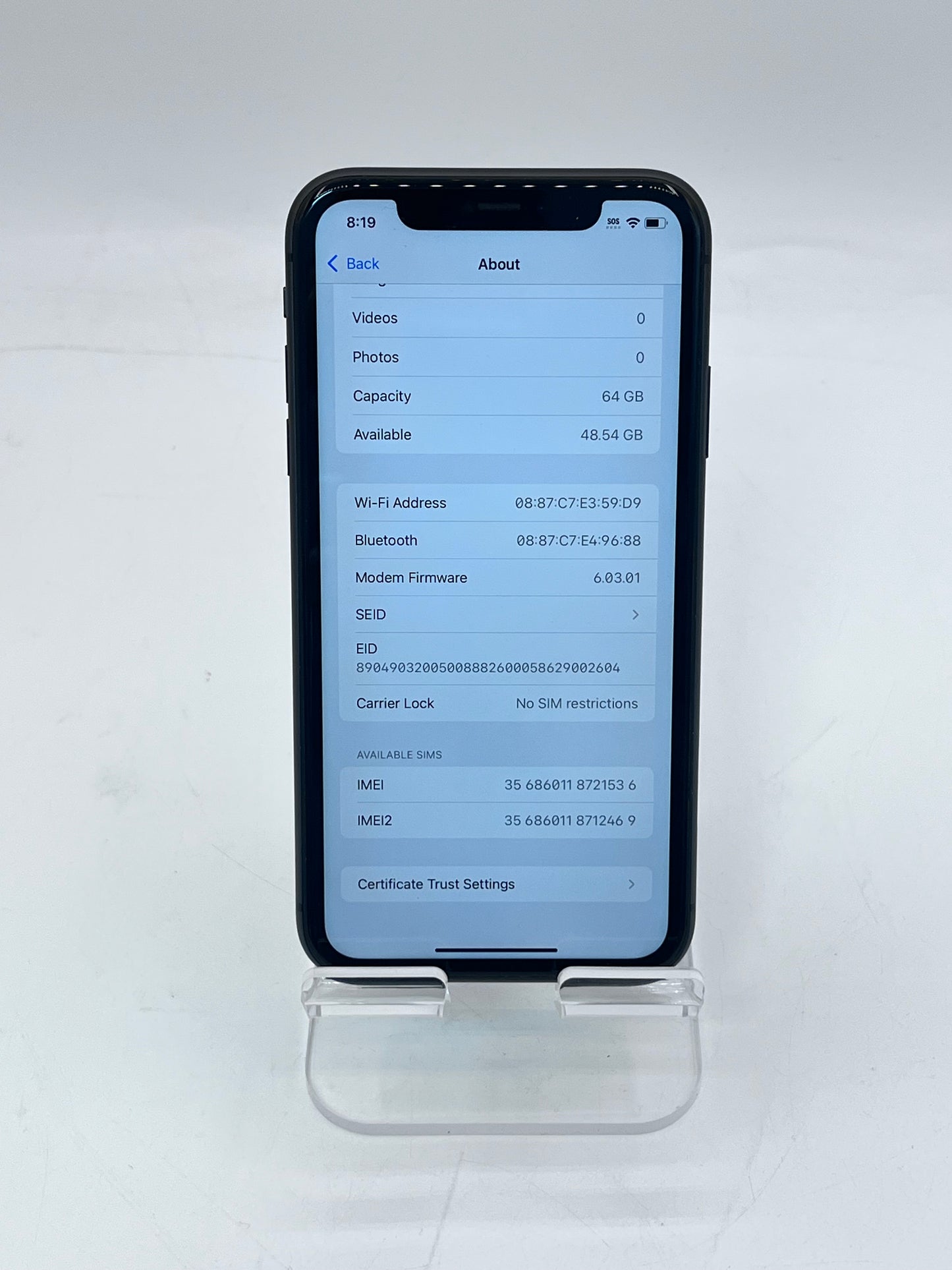 Unlocked Apple iPhone 11 6.1" A2111 MHCP3LL/A 64GB 100% BH - Black