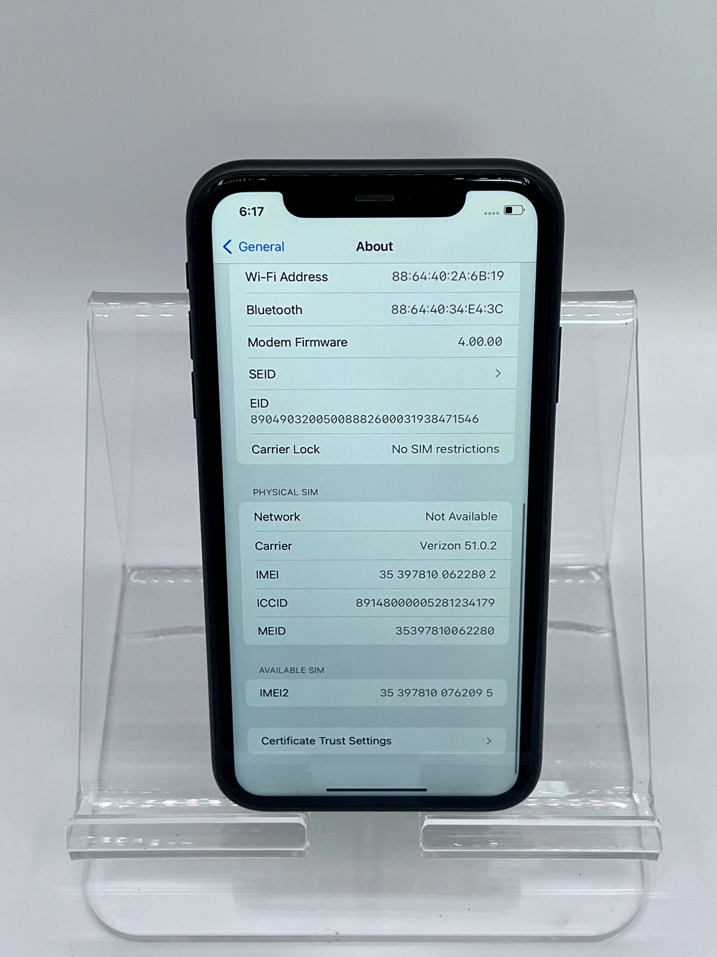 Unlocked Apple iPhone 11 256GB A2111 MWL12LL/A - Black
