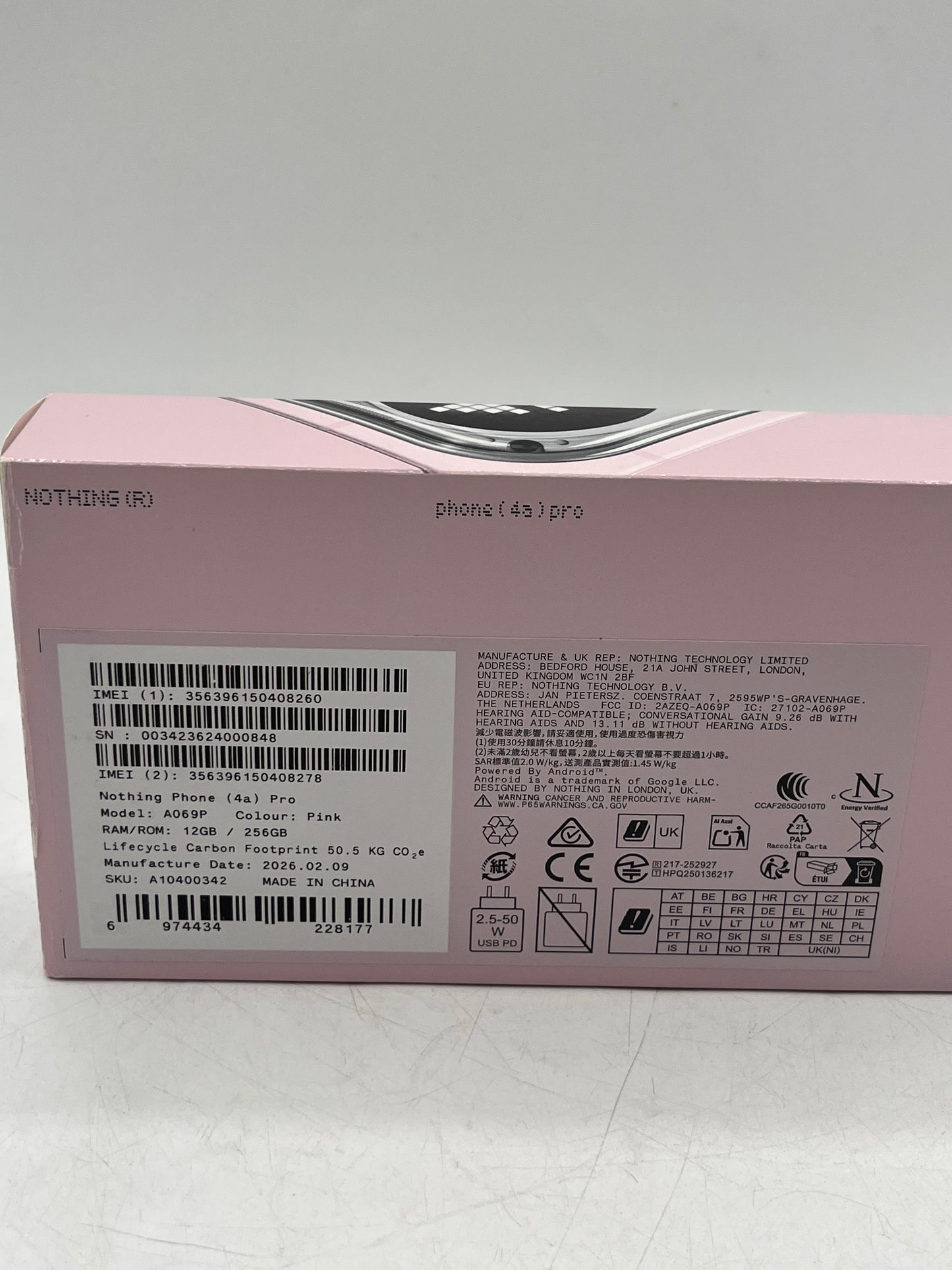 Unlocked Nothing 4A A069P  PRO Cell Phone 12GB 256GB Pink