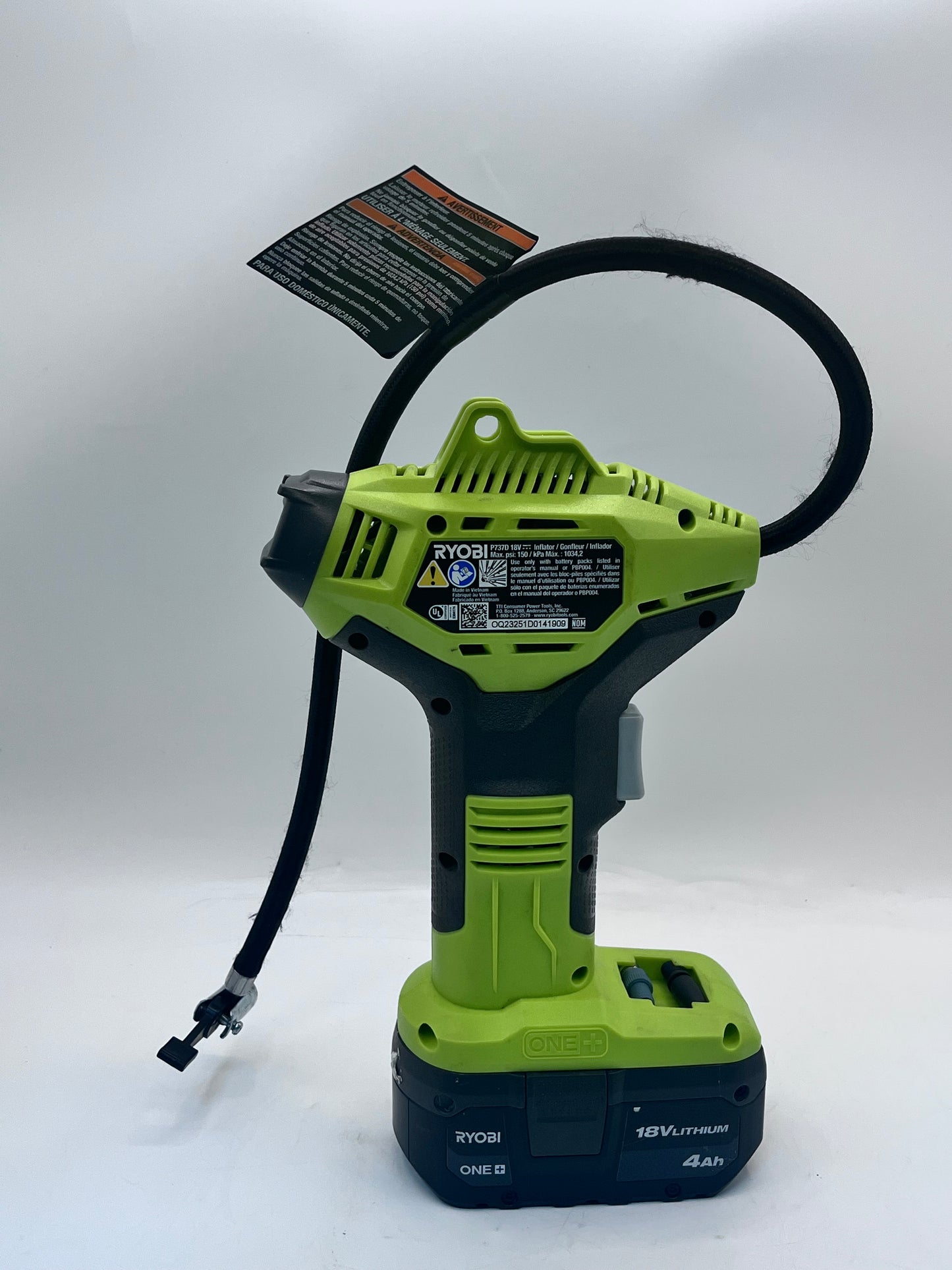 Ryobi P737d w/ 18V ONE+ Power Inflator w/ 4AH Battery Free Shipping