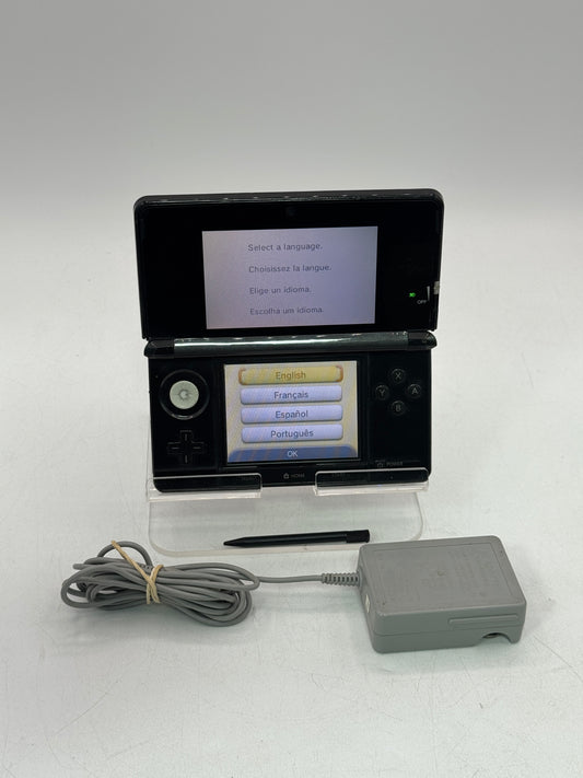 Nintendo 3DS Cosmo Black Handheld CTR-001 Tested Working w Stylus and Charger