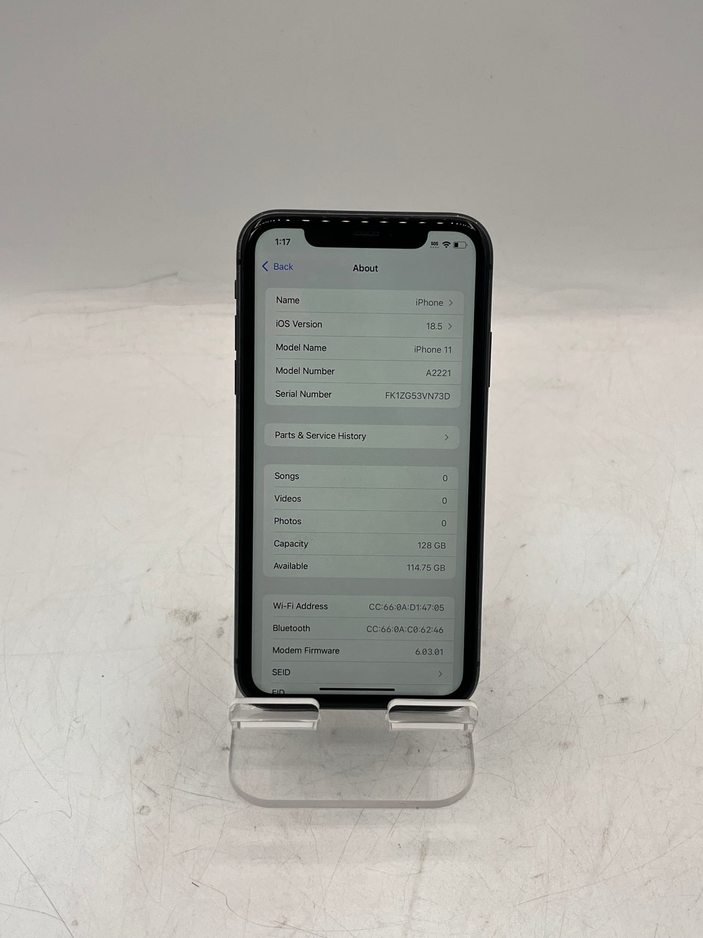 Unlocked Apple iPhone 11 128GB A2221 MWM02QL/A Smartphone Black