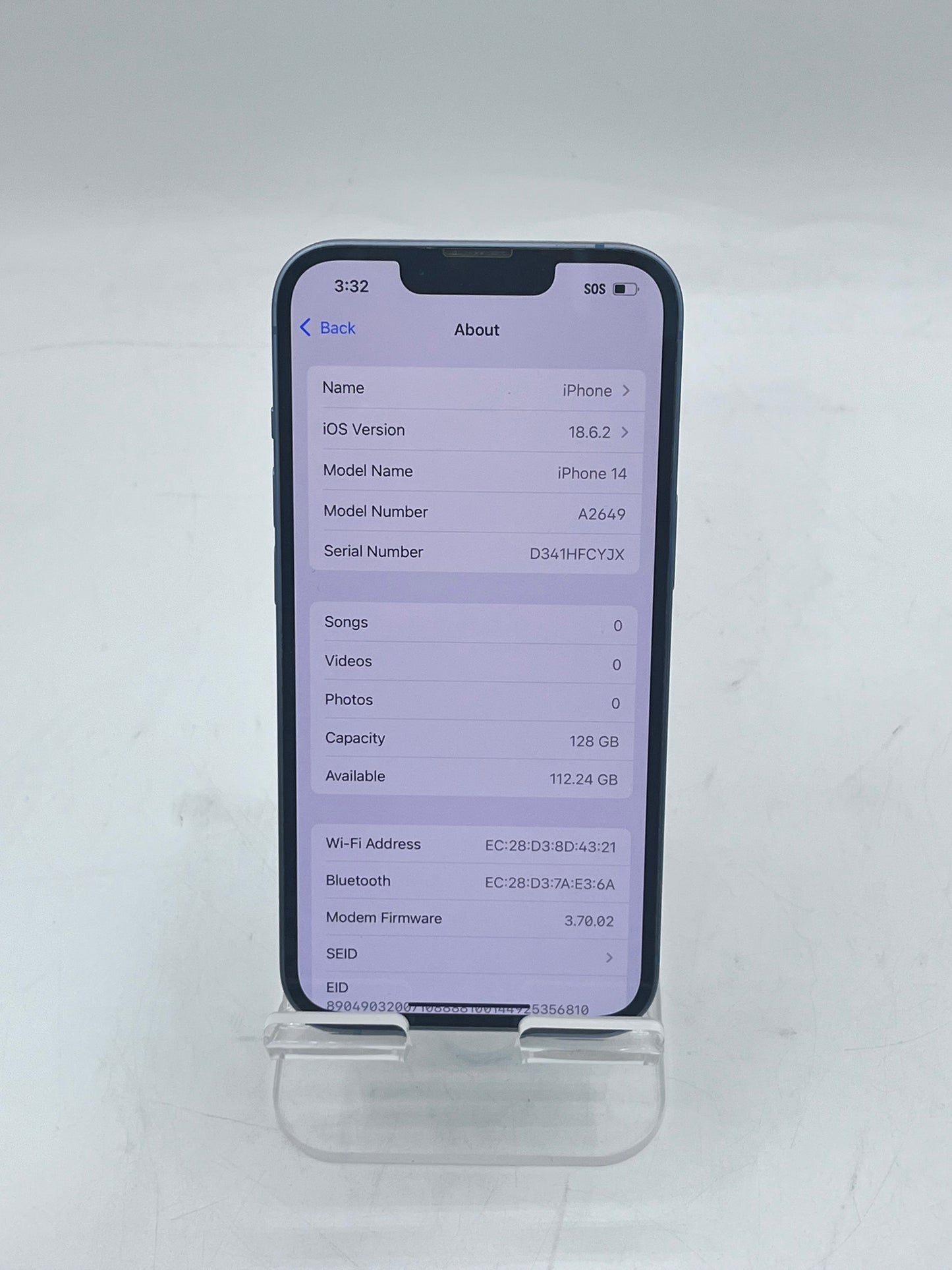 Unlocked Apple iPhone 14 6.1" A2649 MPVH3LL/A 6GB 128GB Blue
