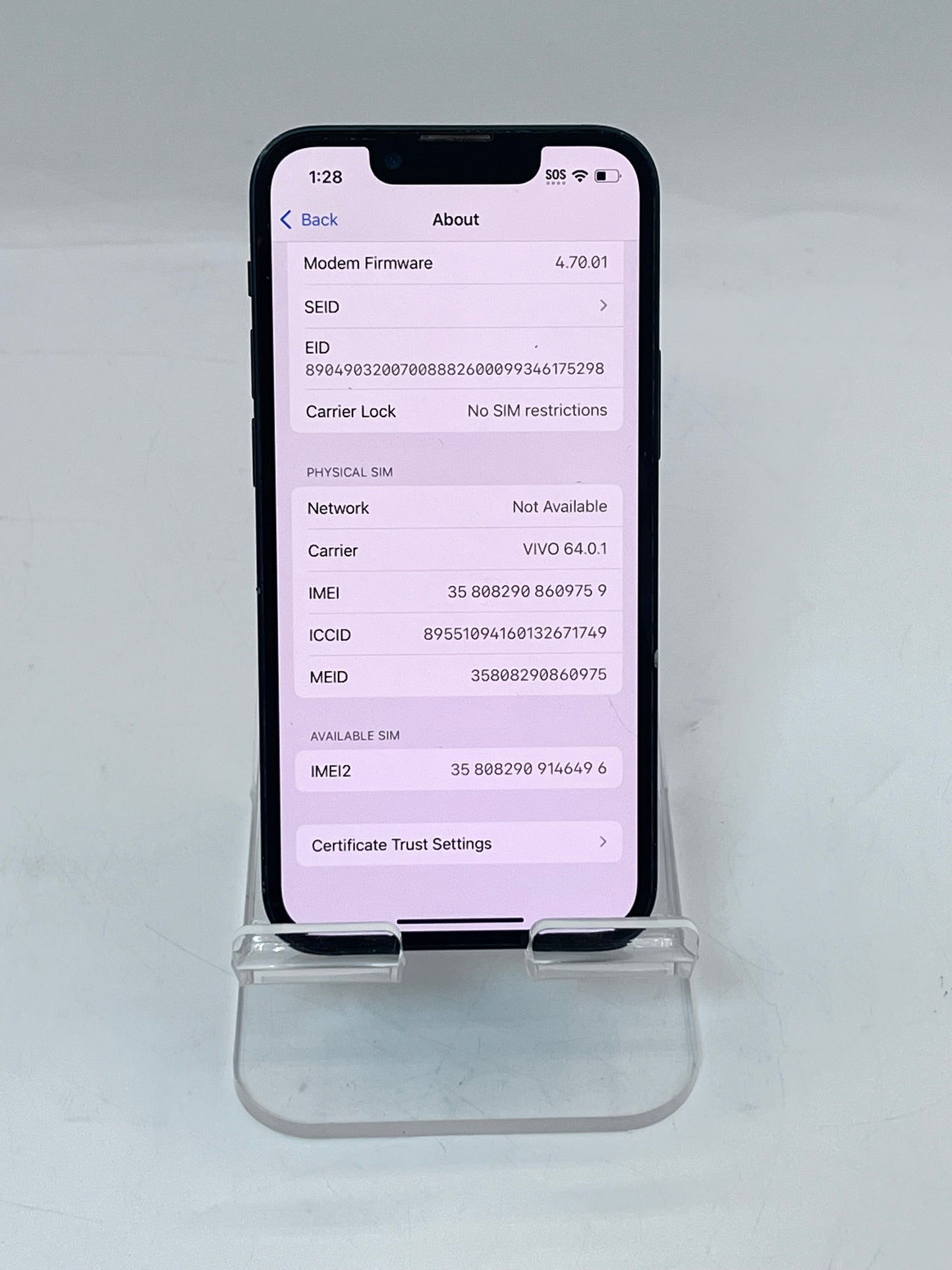 Unlocked Apple iPhone 13 Mini MLK03BZ/A A2628 128GB - Blue