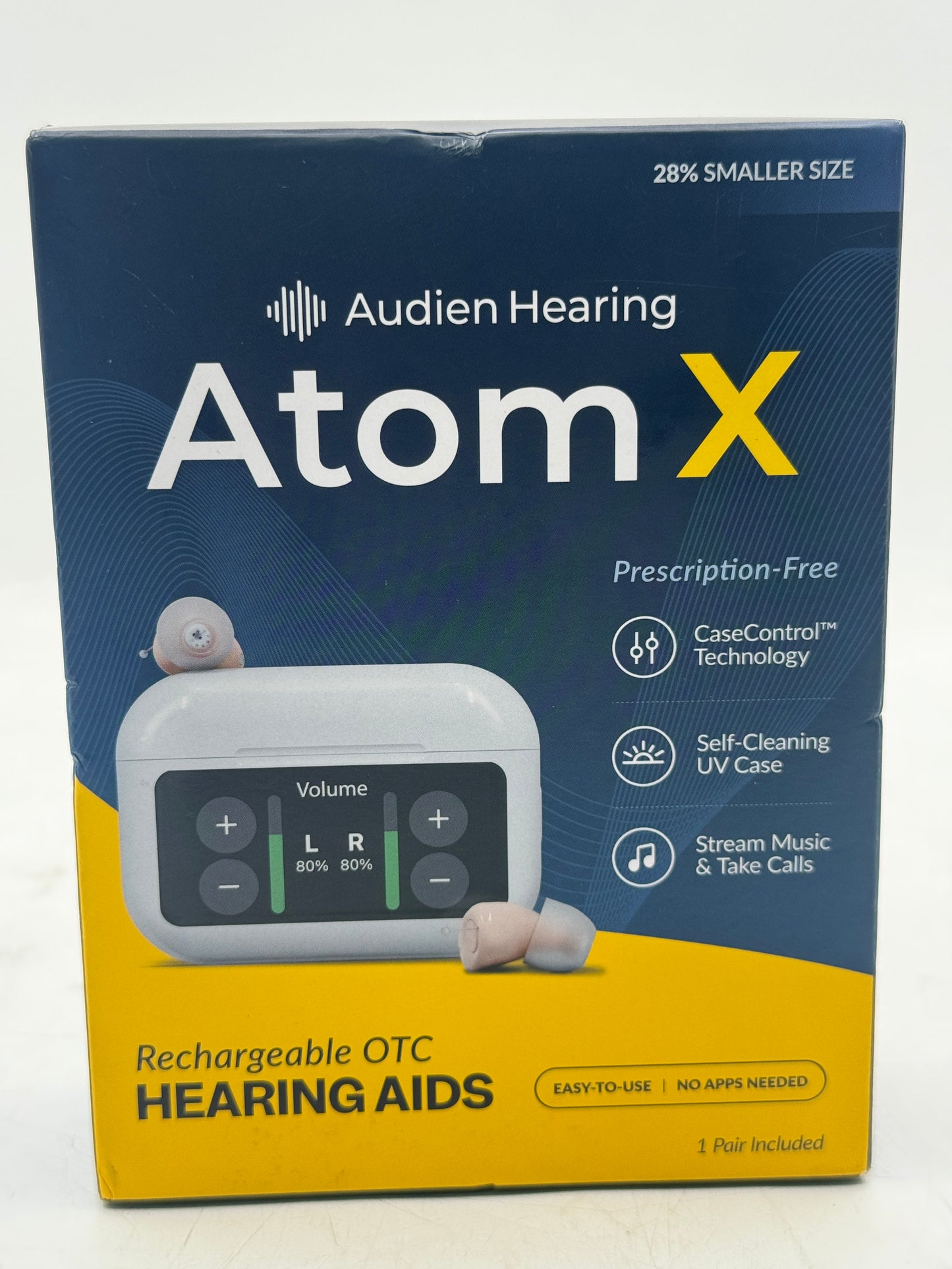 Audien Hearing ATOM X -Rechargeable OTC Hearing Aids - Latest Model Brand New
