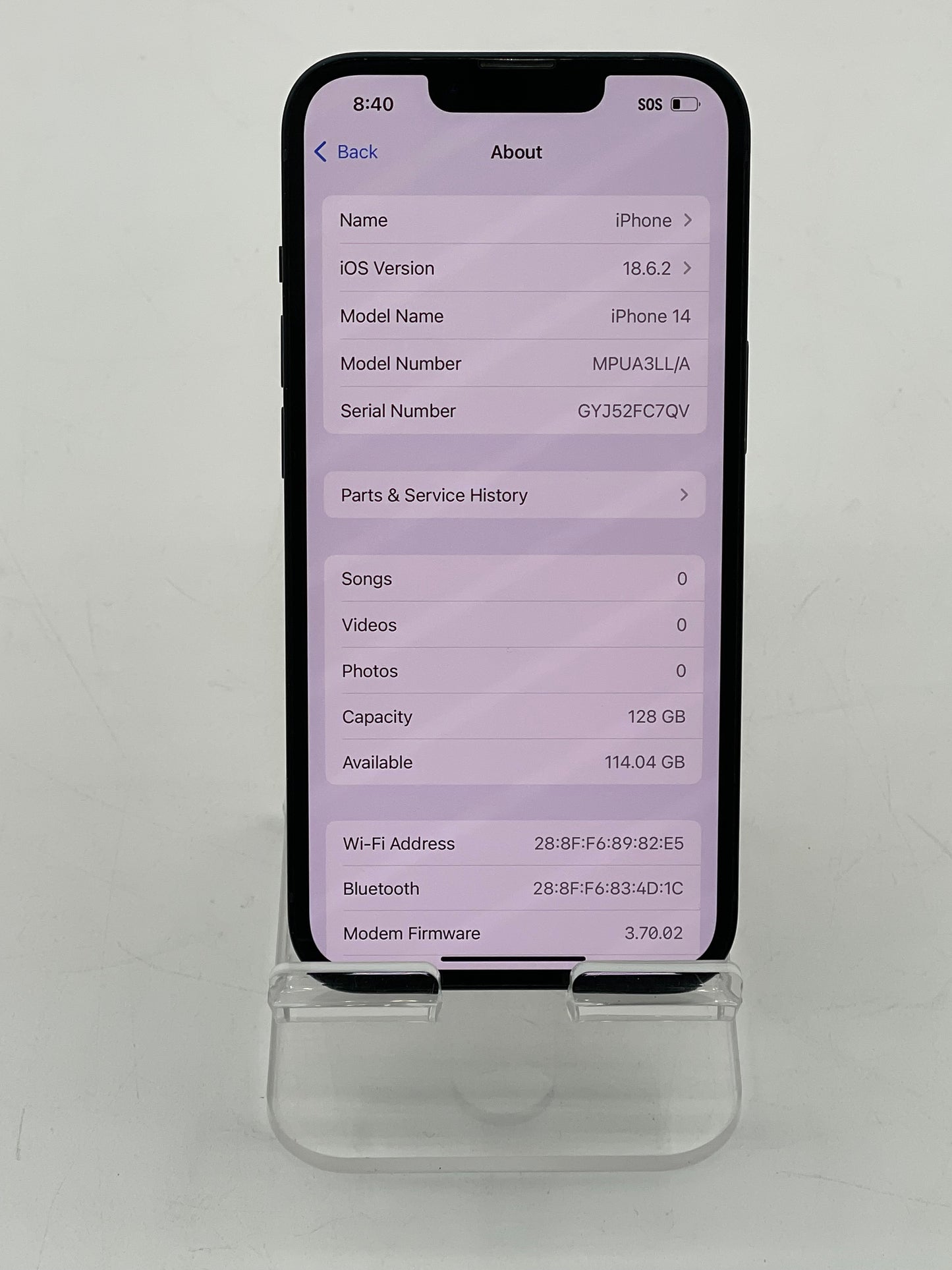 Unlocked Apple iPhone 14 6.1" 128GB Midnight A2649 MPUA3LL/A Free Shipping