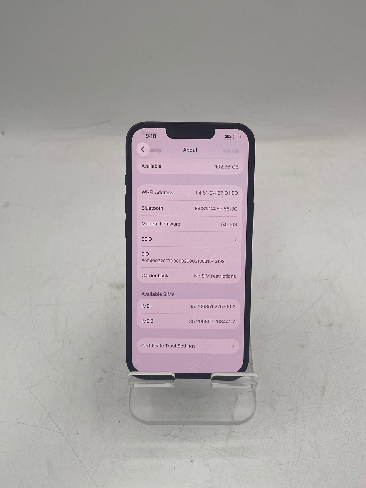 Unlocked Apple iPhone 13 128GB A2482  MLML3LL/A Black 100% Battery Health