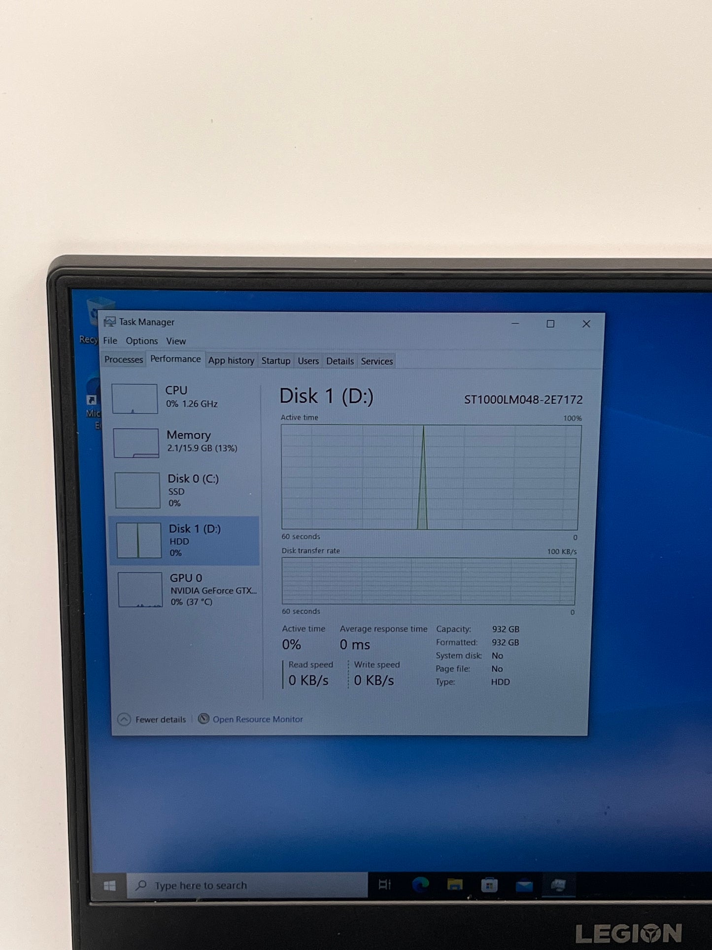 Lenovo Legion Y540-15IRH 15.6" i7 9th Gen 16GB RAM 256BSSD + 1TB HDD GTX 1660 Ti