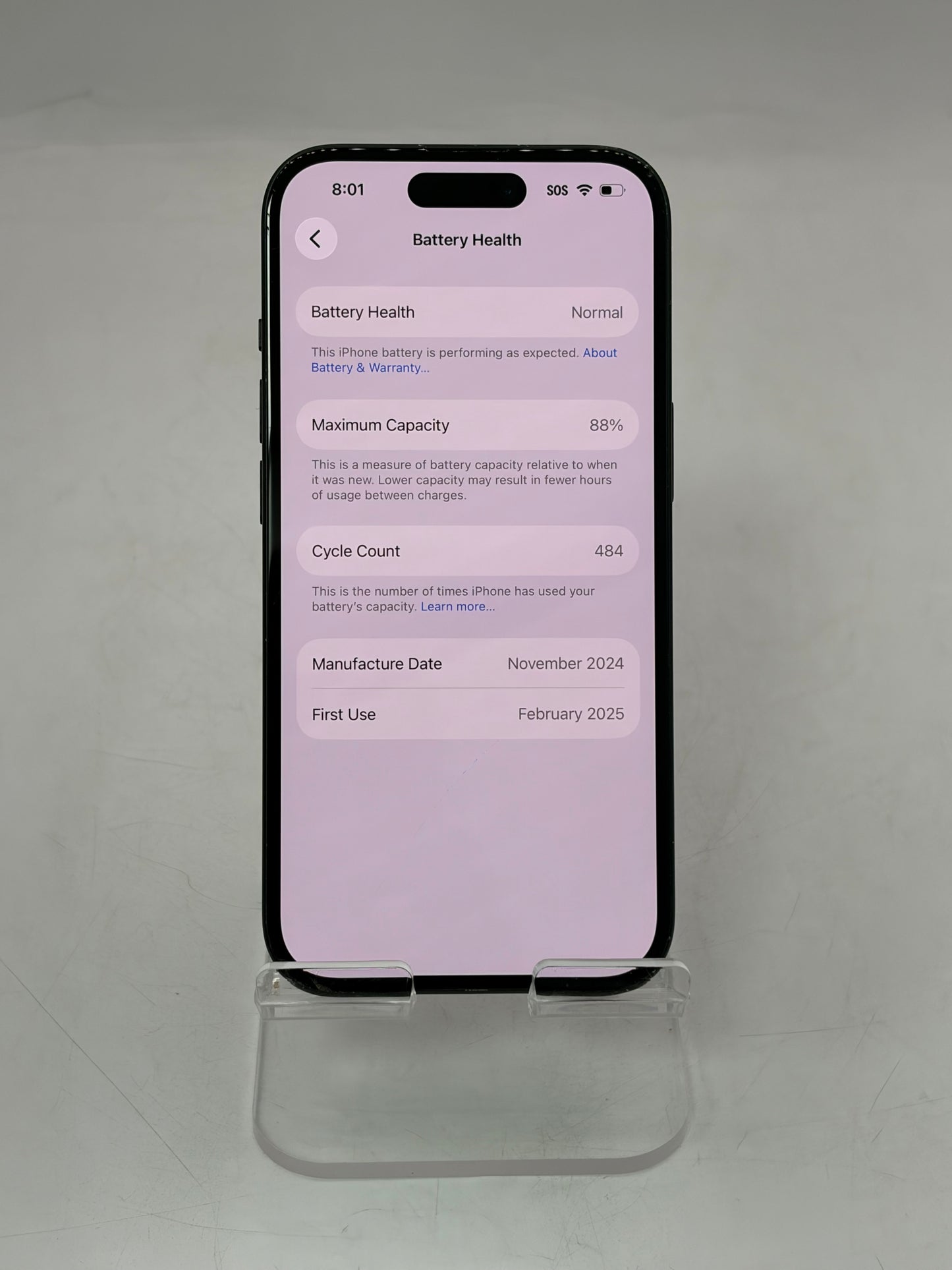 Unlocked Apple iPhone 15 128GB A2846 MTLV3LL/A - Black 88% BH