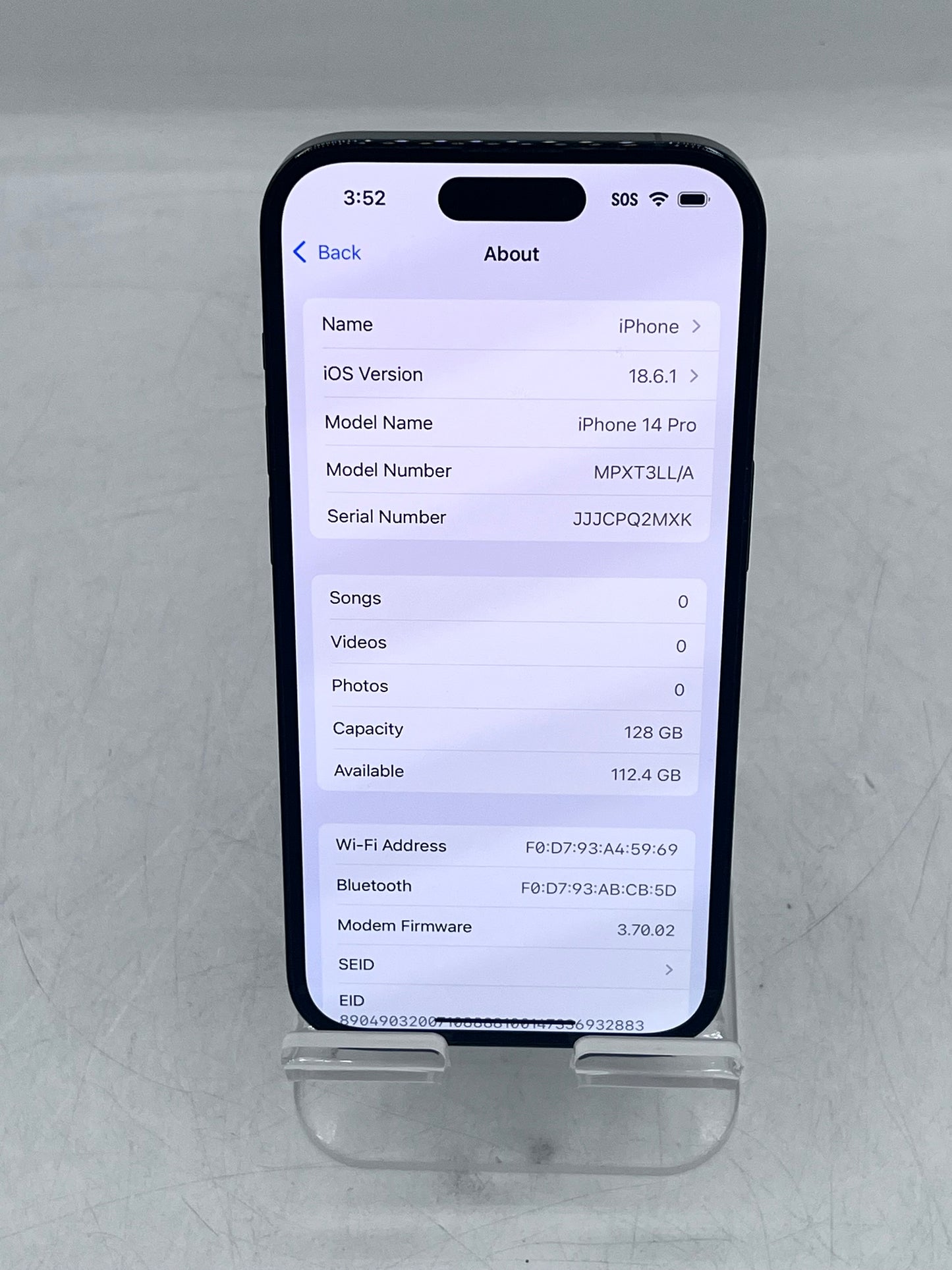 Unlocked  Apple iPhone 14 Pro A2650 MPXT3LL/A  128GB 6 GB - Space Black