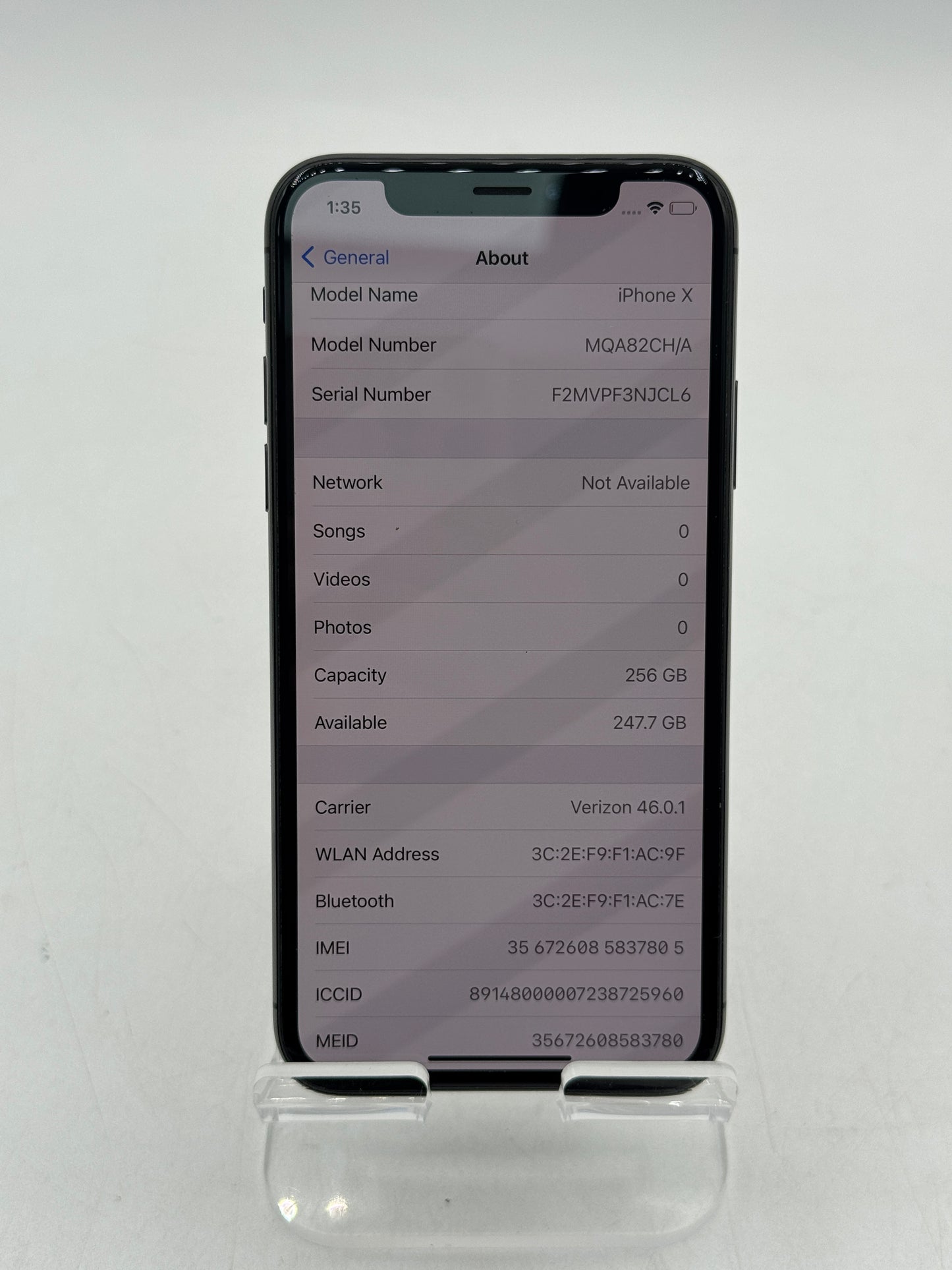 Unlocked Apple iPhone X 256GB A1865 MQA82CH/A Space Gray Battery Health 79%