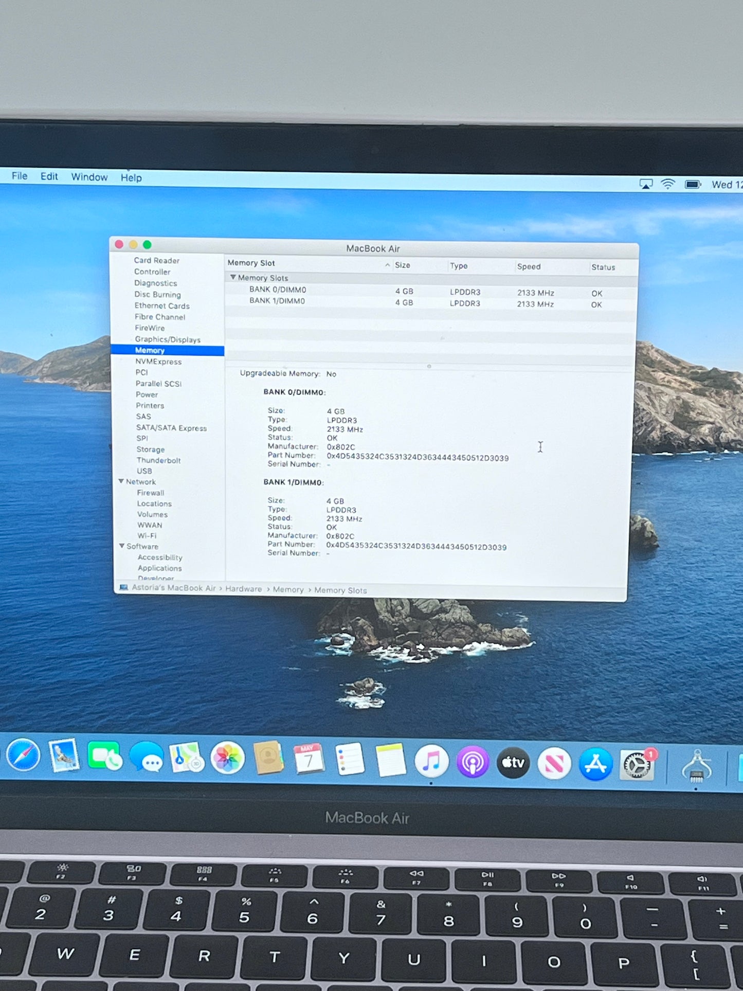 2019 Apple Macbook Air 13' i5 8GB 128GB A1932 MVFH2LL/A Space Gray READ
