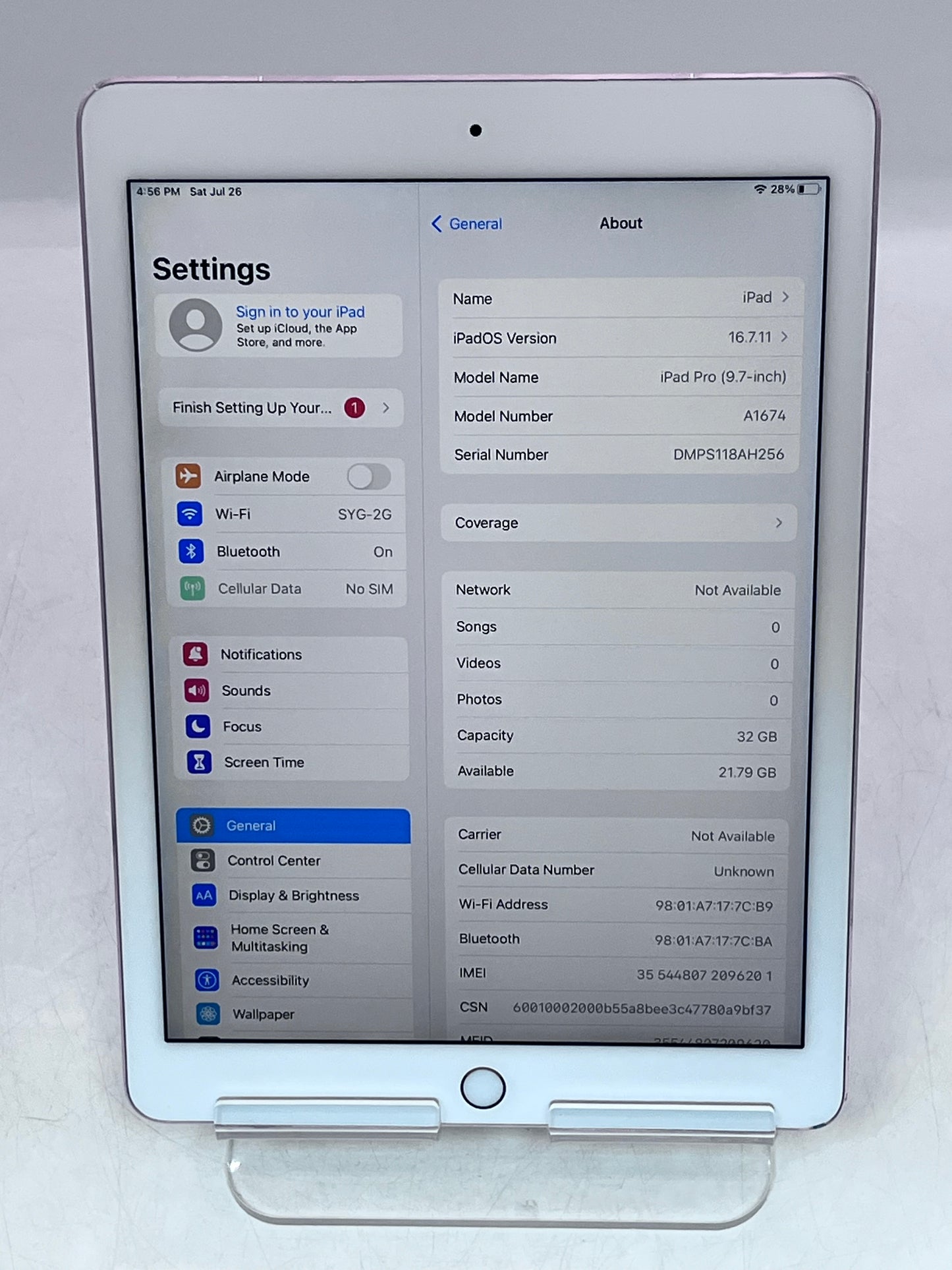 Apple iPad Pro (9.7-inch) A1674  MLYR2LL/A 32GB Wi-Fi + 4G - Pink