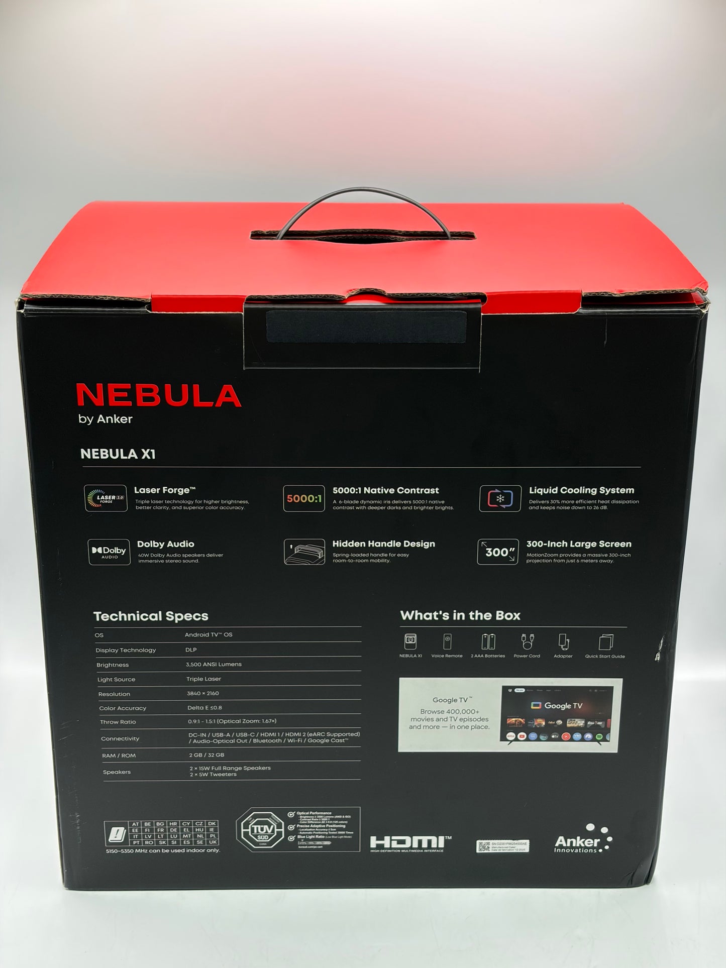 NEBULA X1 Triple Laser 4K Projector - 3500 ANSI Lumens 40W Stereo Sound Smart AI