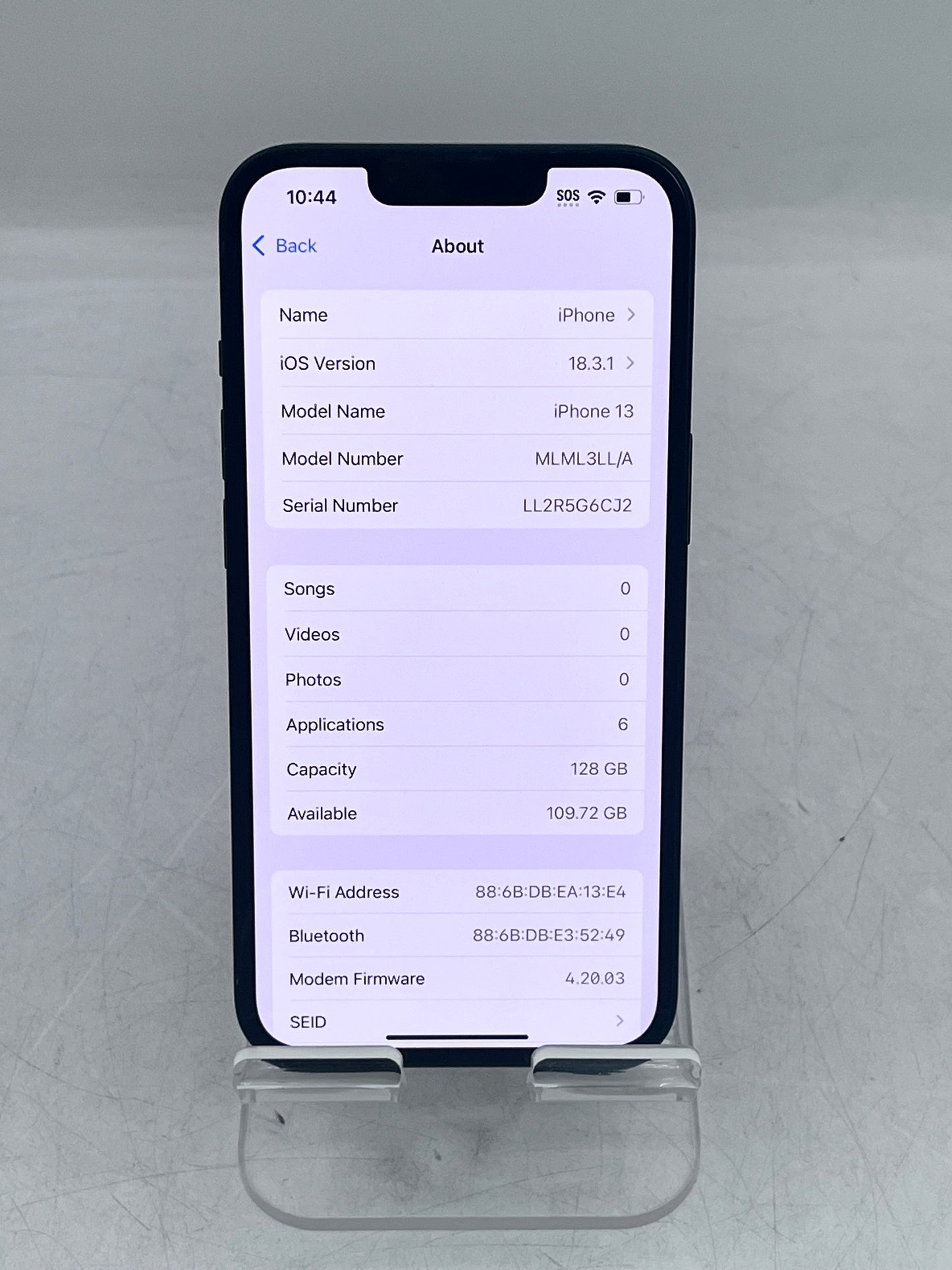 Unlocked Apple iPhone 13 MLML3LL/A A2482 128GB 100% BH - MIDNIGHT