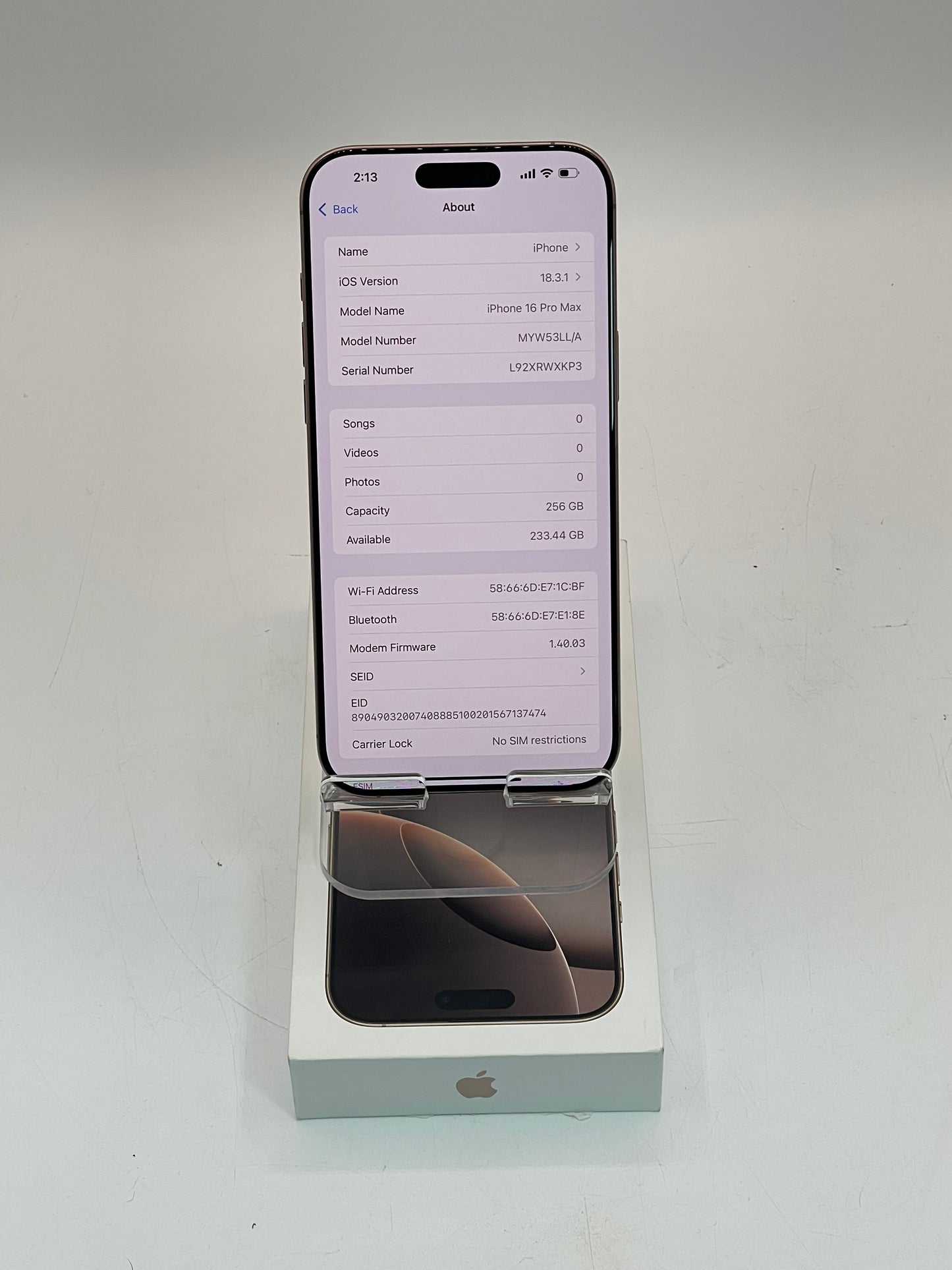 Unlocked Apple iPhone 16 Pro Max 256GB Dessert Titanium Clean IMEI 100% Battery with Original Box