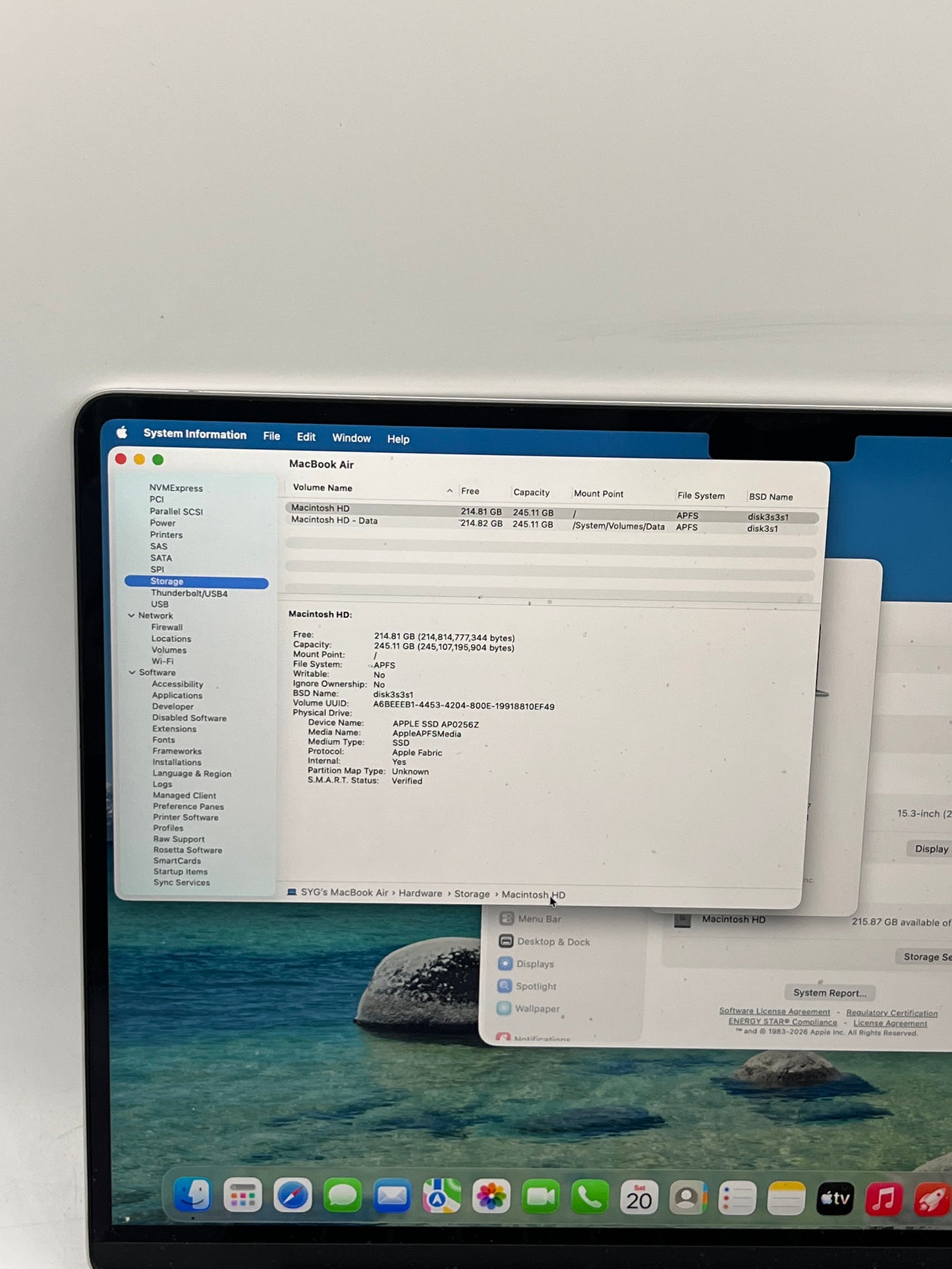 2024 Apple MacBook Air 15" 16GB 256GB A3241 MW1G3LL/A Silver 76 Cycle Count