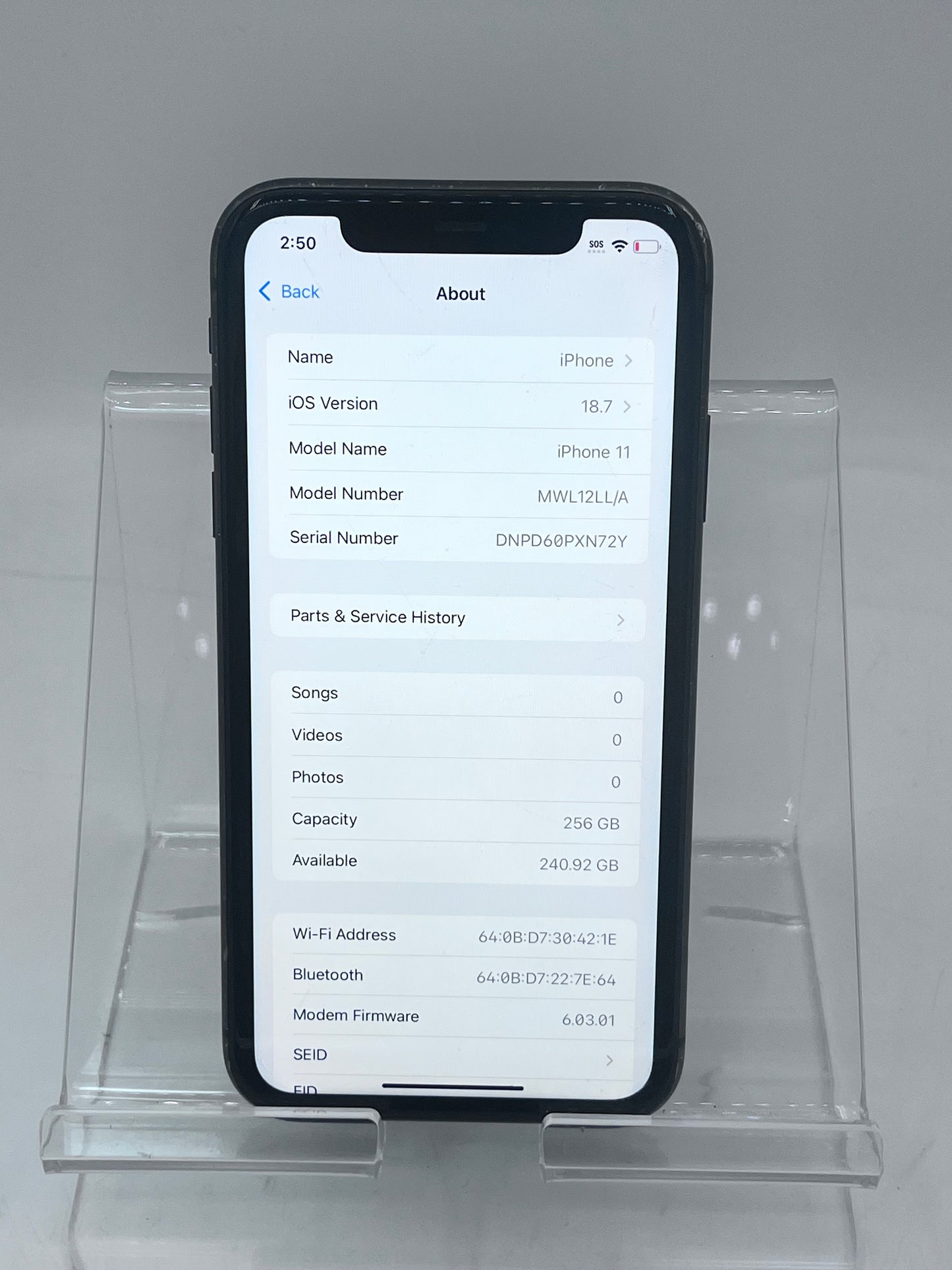 Unlocked Apple iPhone 11 A2111 MWL12LL/A 6.1 inch 256 GB - Black