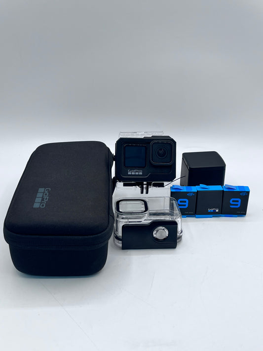 GoPro HERO9 5kAction Camera w/ 3 batteries Tested Free shipping - Black