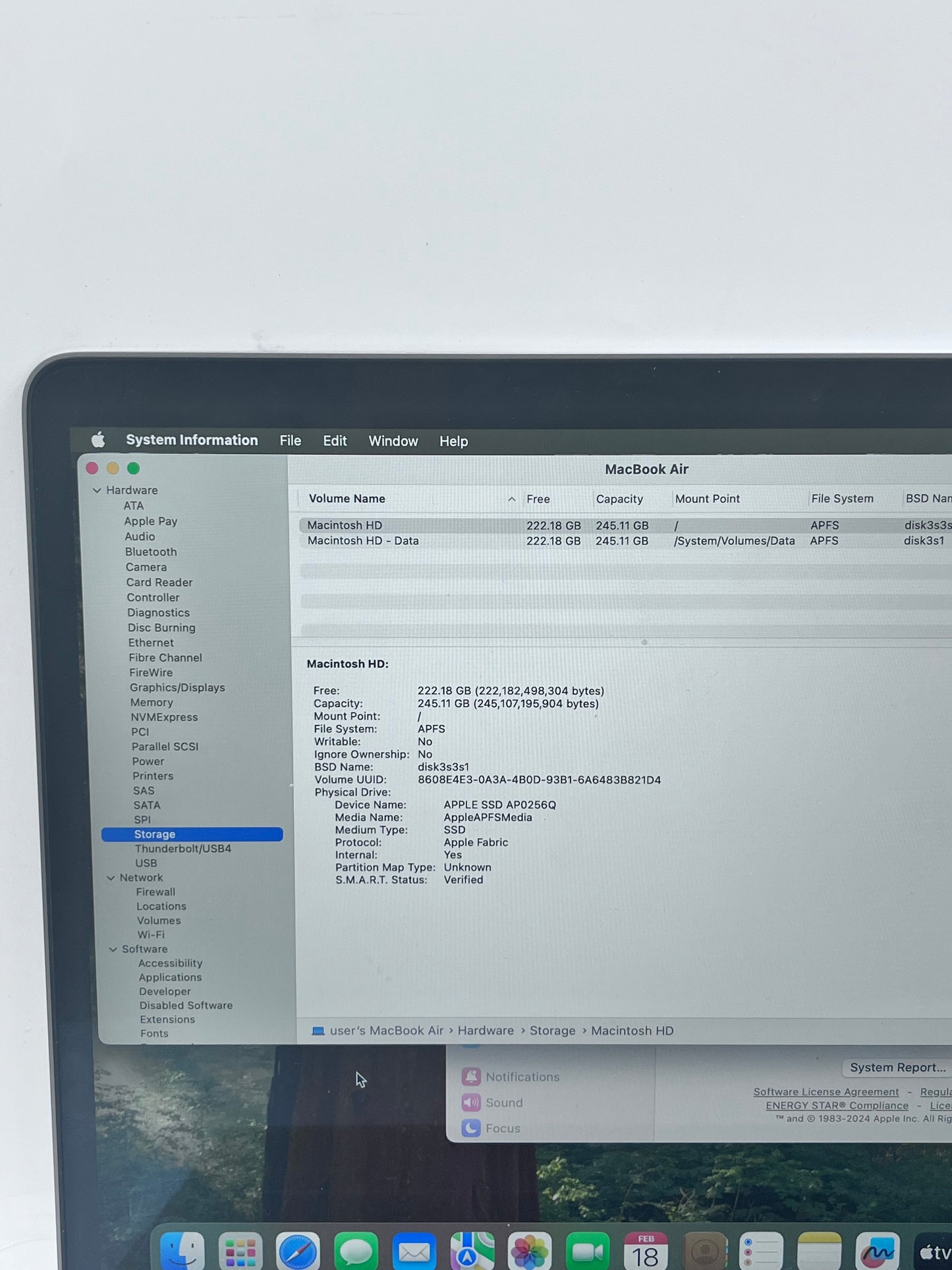 2020 Apple MacBook Air 13" M1 8GB 256GB A2337 MGN63LL/A Space Gray 24 Cycle Count