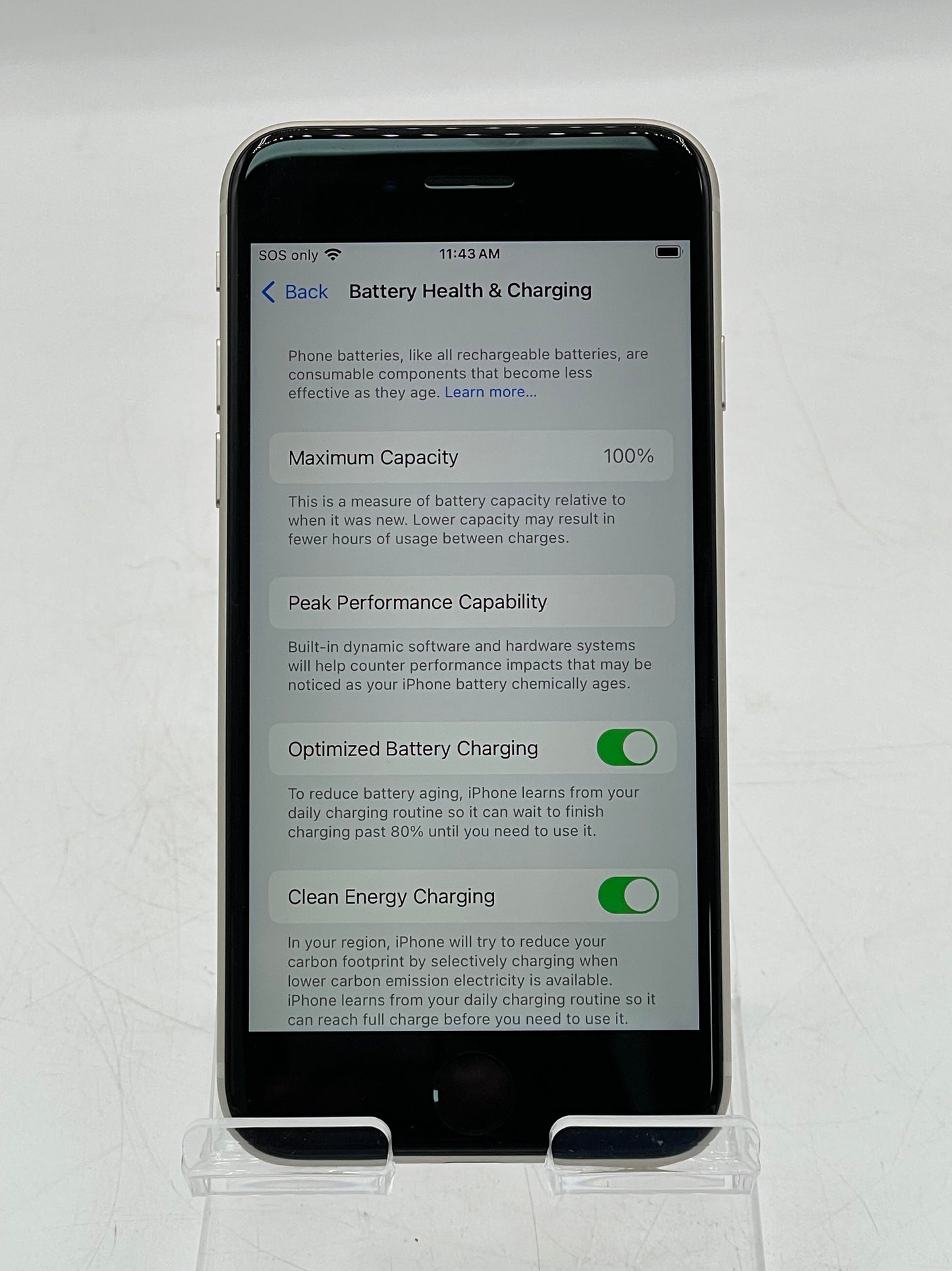 Apple iPhone SE 3rd Gen 64GB Unlocked Starlight MMX53LL/A A2595 BH 100%