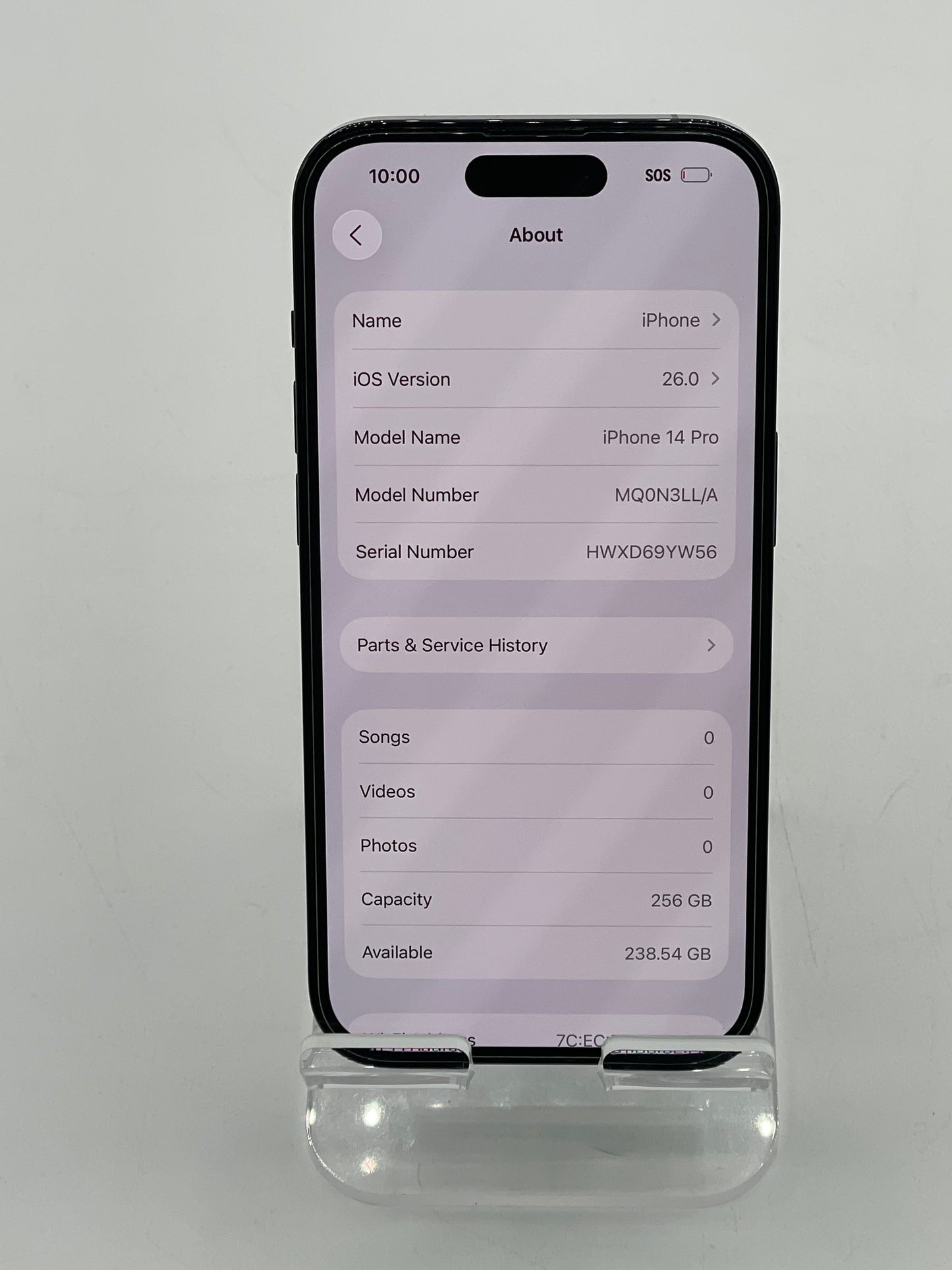 Unlocked Apple iPhone 14 Pro 6.1" 256GB A2650 MQ0N3LL/A Service Battery - Back