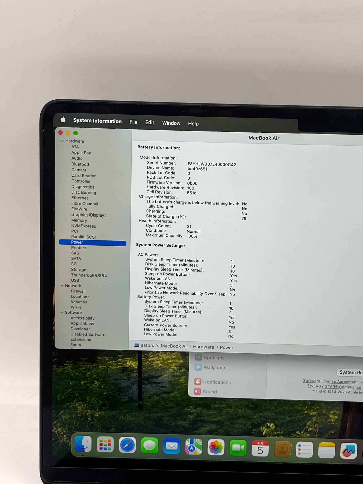 2025 Apple MacBook Air 13" M4 MW123LL/A A3240 16GB 256GB Blue 31 Cycle Count