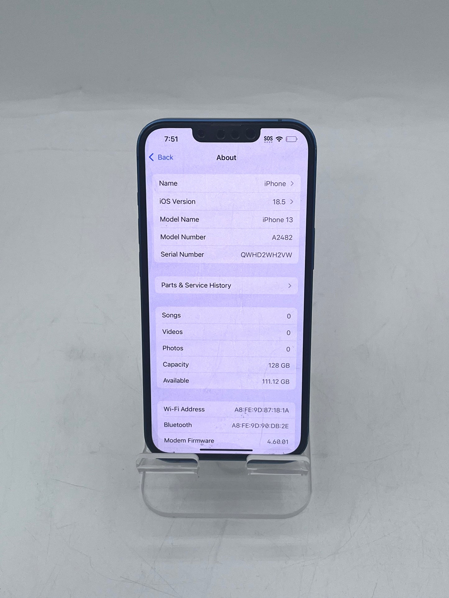 Unlocked Apple iPhone 13 A2482 MLMT3LL/A 128GB 2021 Blue
