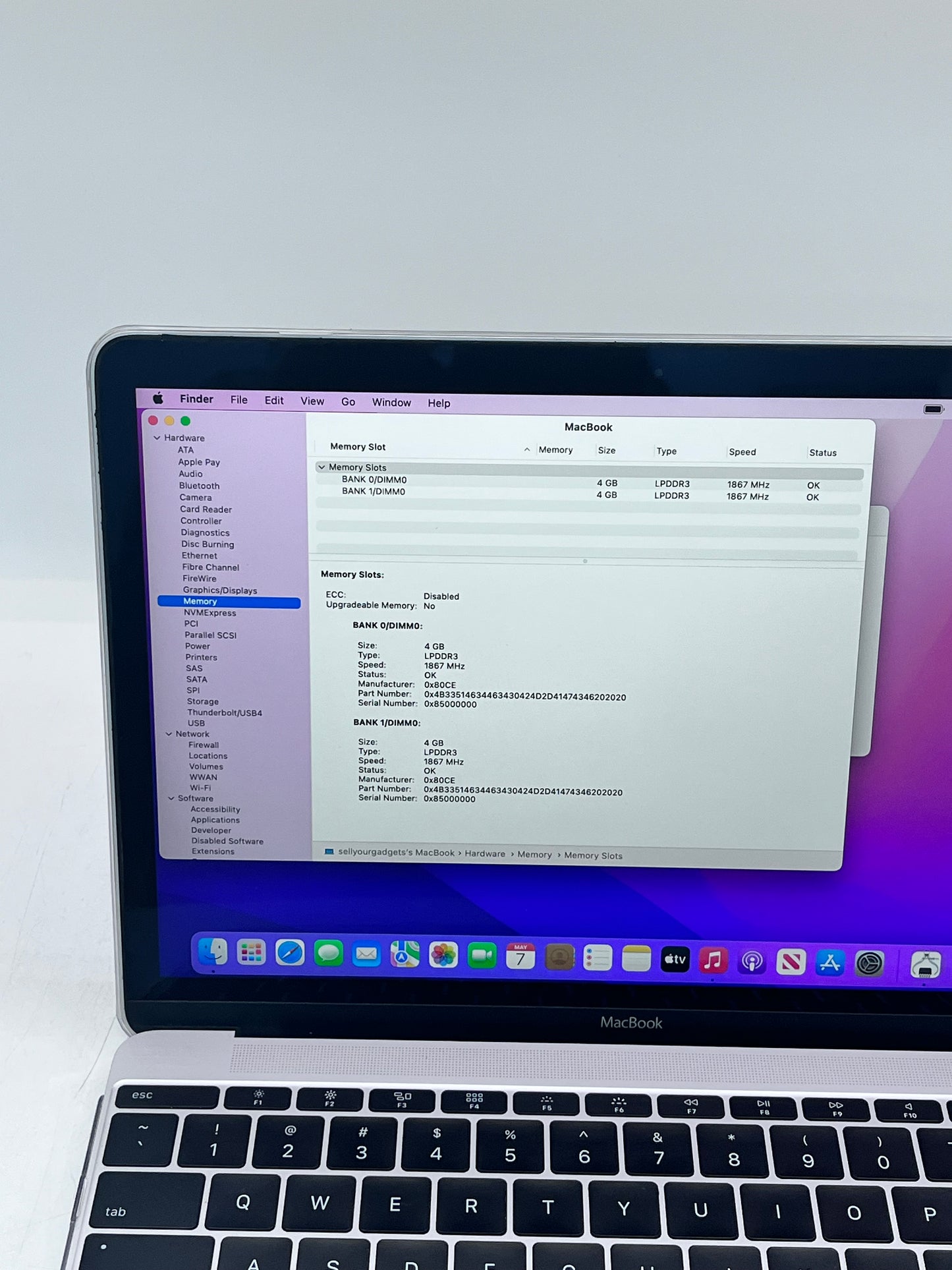 Apple MacBook 12'' Retina M3 2016  (A1534) MLHA2LL/A - 8GB RAM 256GB SSD-Silver