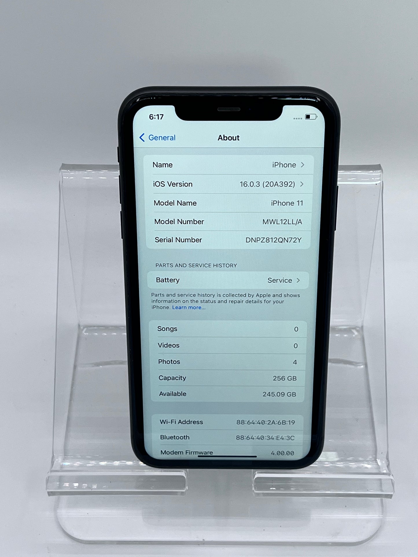 Unlocked Apple iPhone 11 256GB A2111 MWL12LL/A - Black