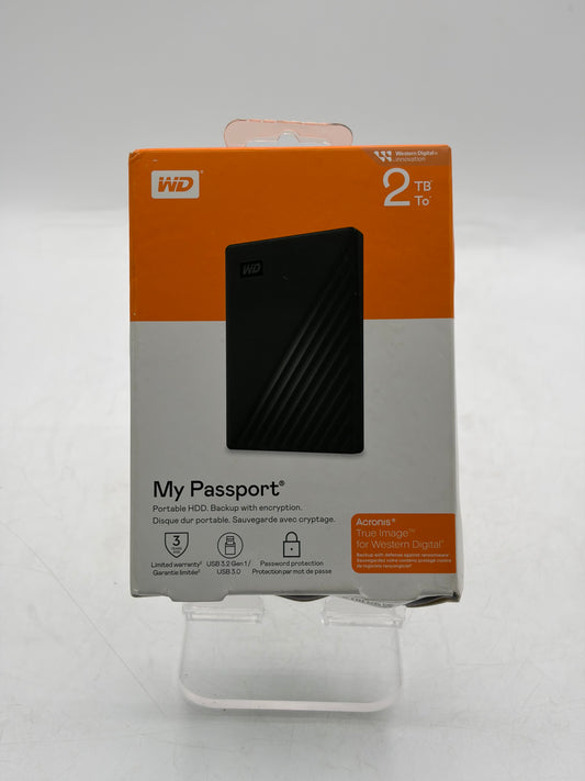 WD - My Passport 2TB External USB 3.0 Portable Hard Drive - Black BRAND NEW