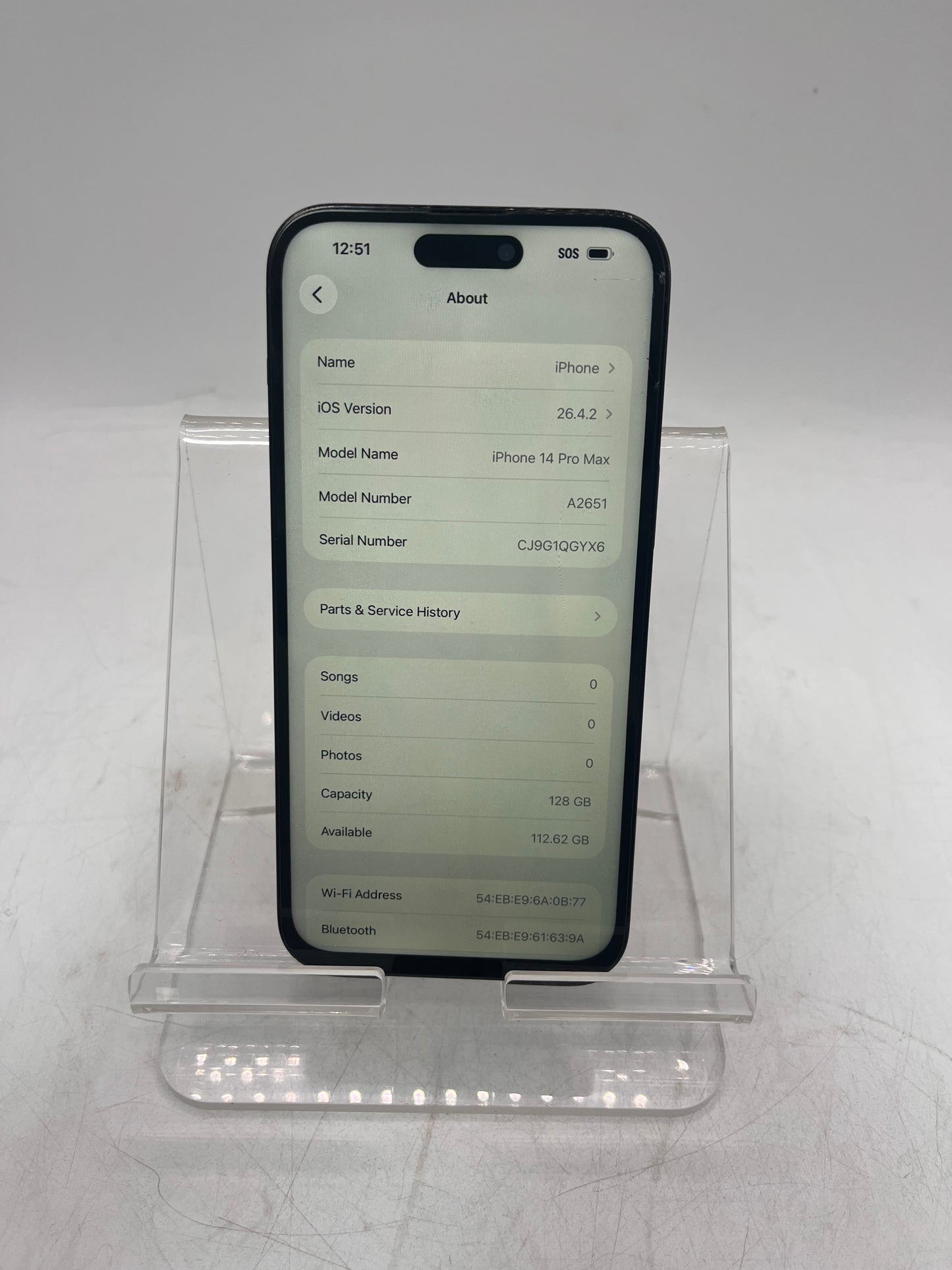 Unlocked Apple iPhone 14 Pro Max MQ8N3LL/A A2651 128GB 88% Battery Health Cracked